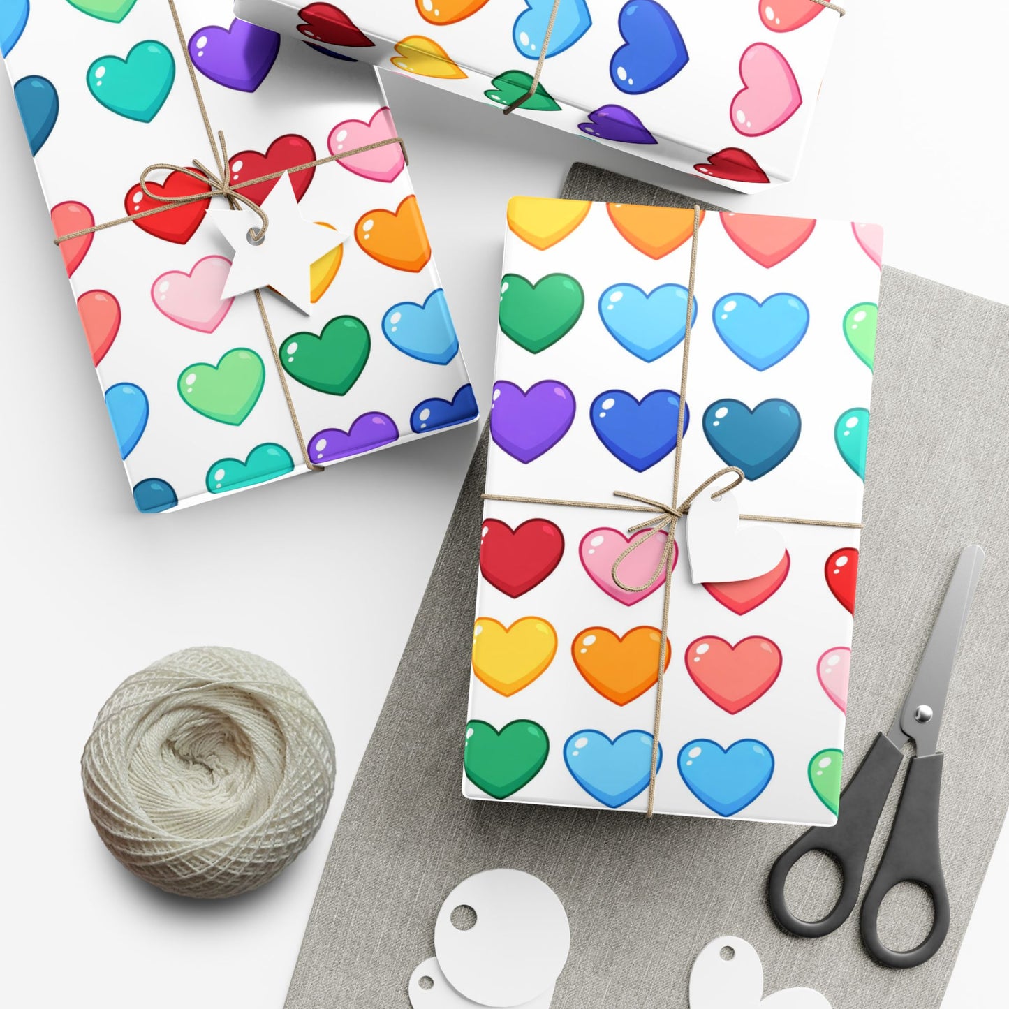 Rainbow Hearts Gift Wrap Paper — Colorful Heart Pattern Wrapping Paper for Birthdays, Valentine’s & Pride