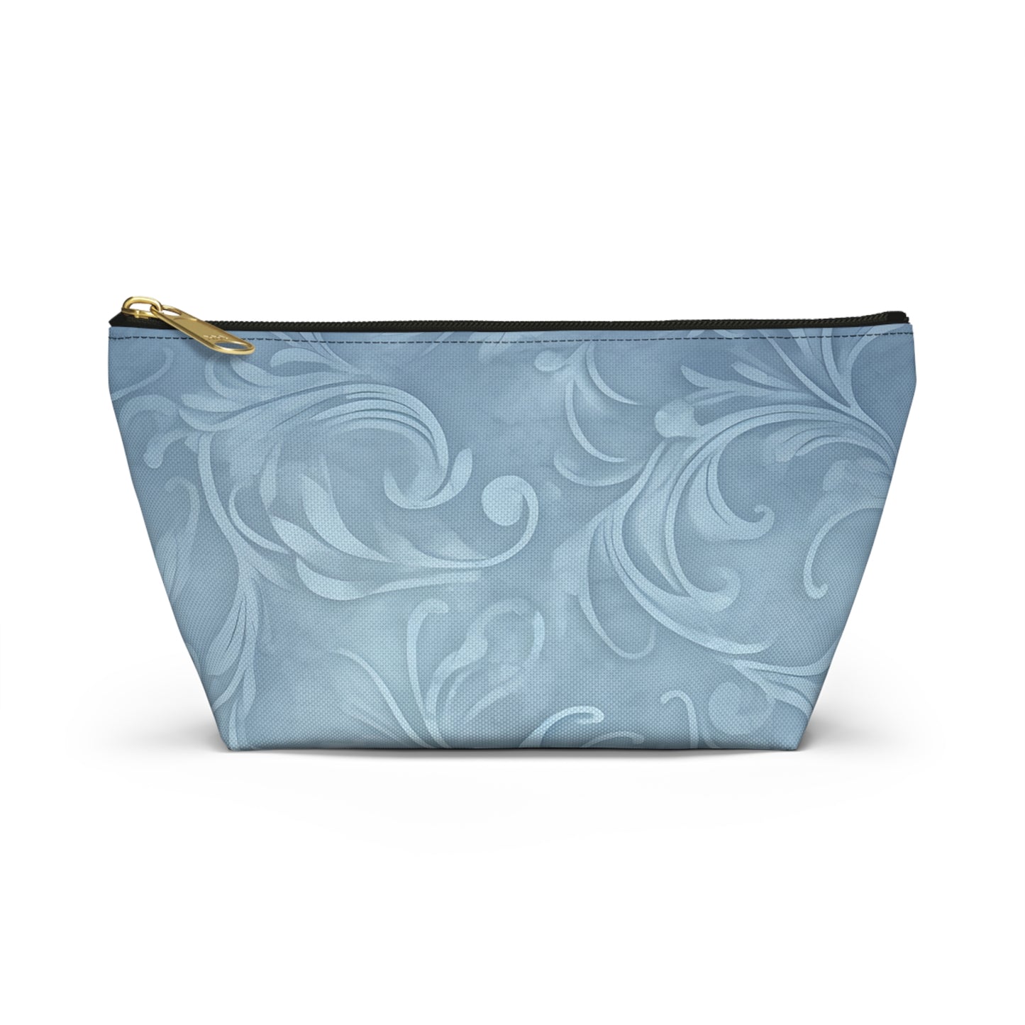 Blue Floral Swirl Accessory Pouch — T-Bottom Makeup & Travel Zip Bag