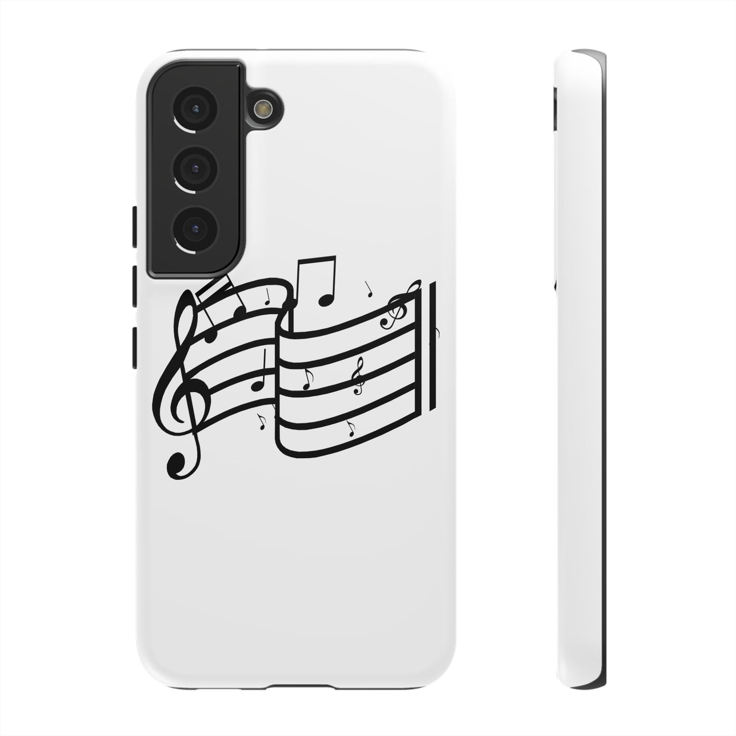 Musical Notes Phone Case — Black Treble Clef Music Staff Tough Case