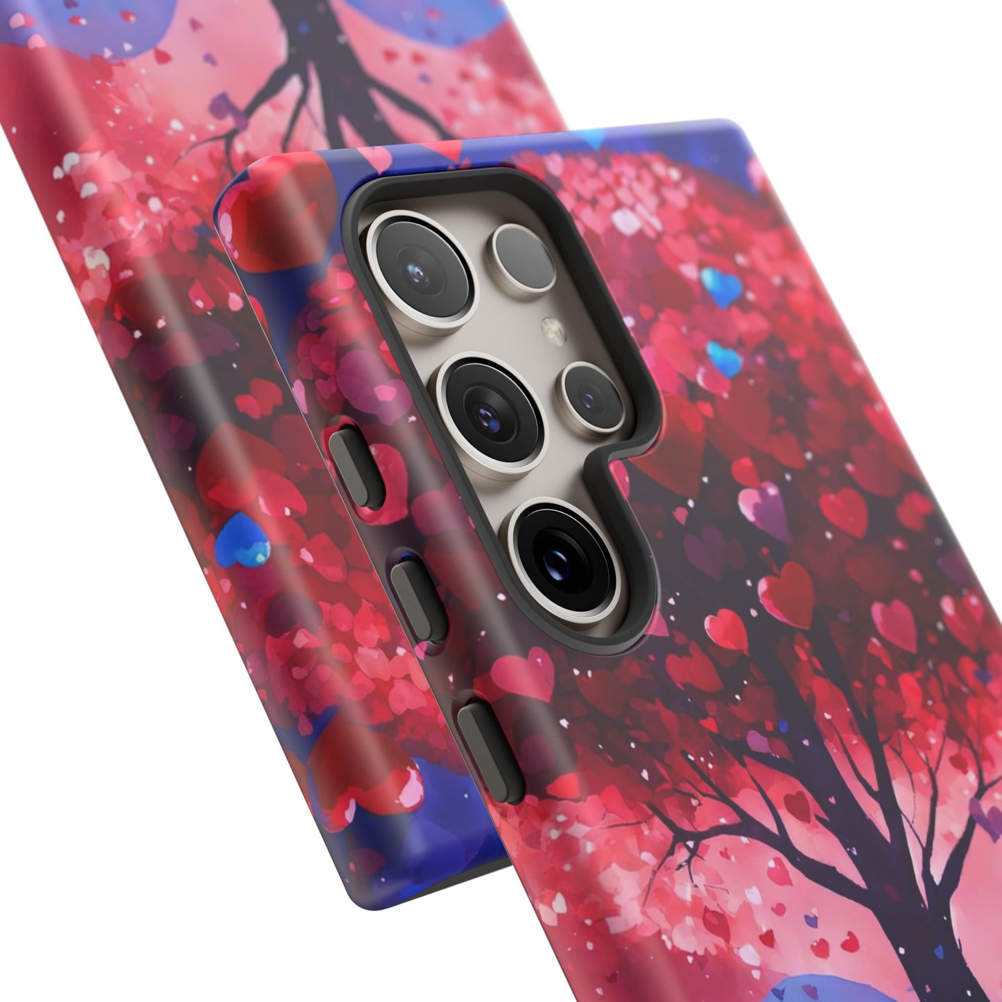 Heart Tree Phone Case — Romantic Red & Blue Protective Tough Case