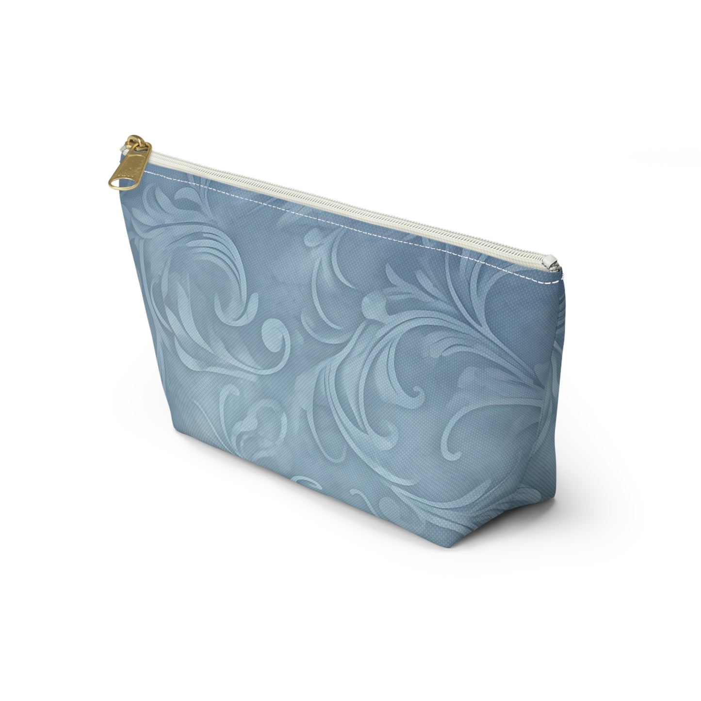 Blue Floral Swirl Accessory Pouch — T-Bottom Makeup & Travel Zip Bag