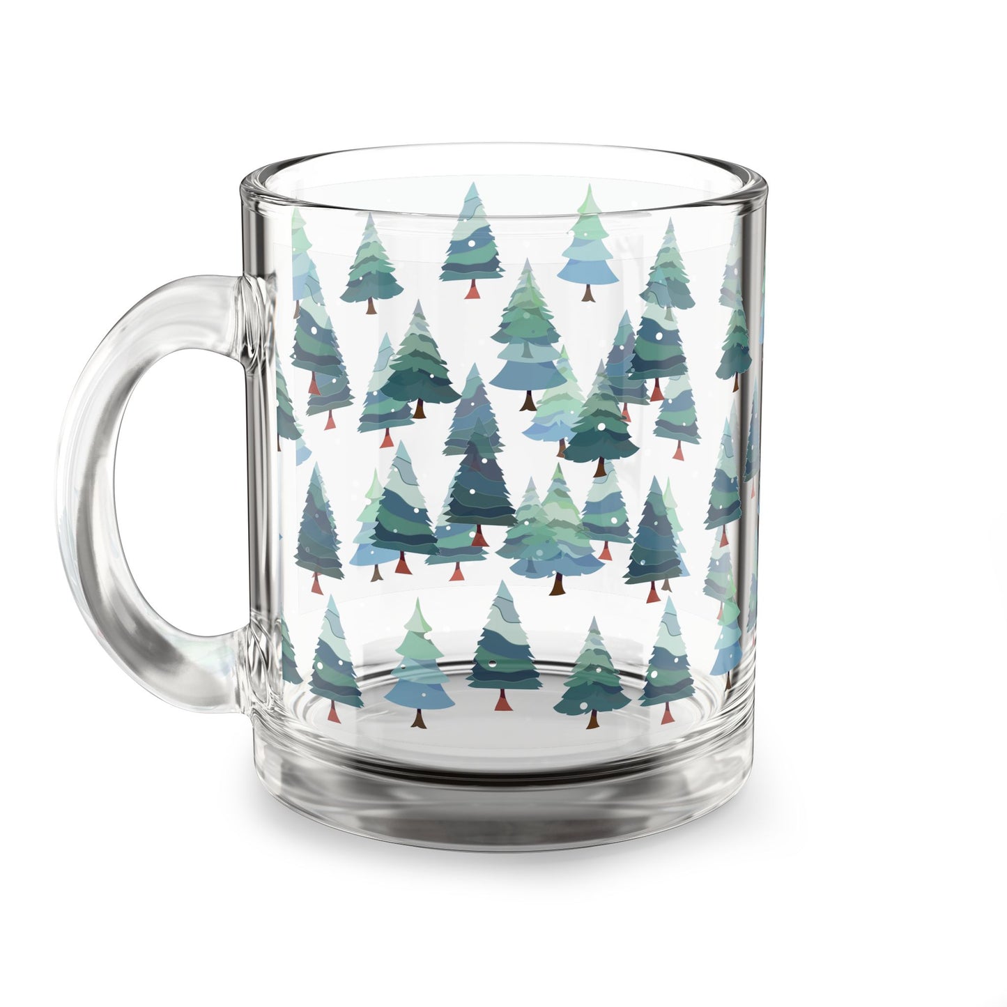 Festive Christmas Tree Glass Mug - Holiday Beverage Cup, Winter Gift, Coaster Companion, Hot Cocoa Mug, Seasonal Drinkware