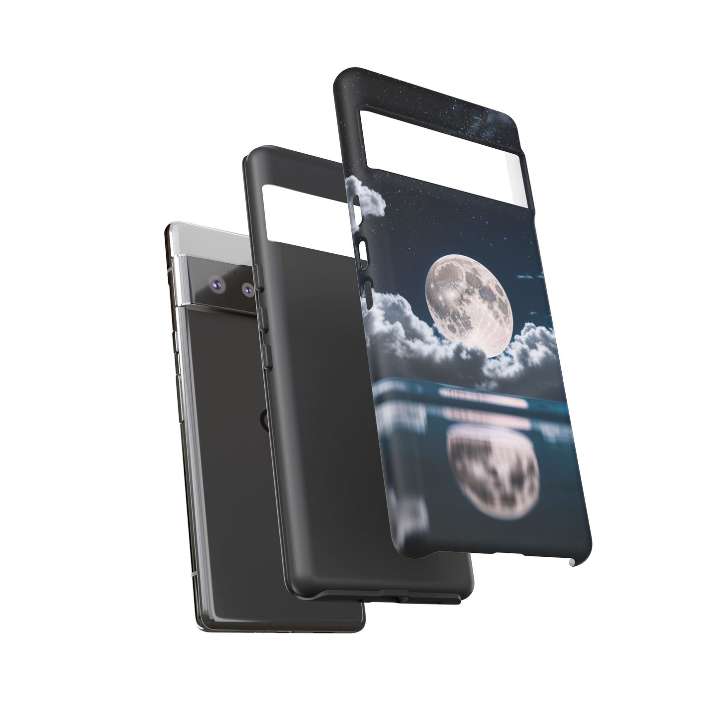 Moonlit Reflection Phone Case — Night Sky Moon & Clouds Tough Case