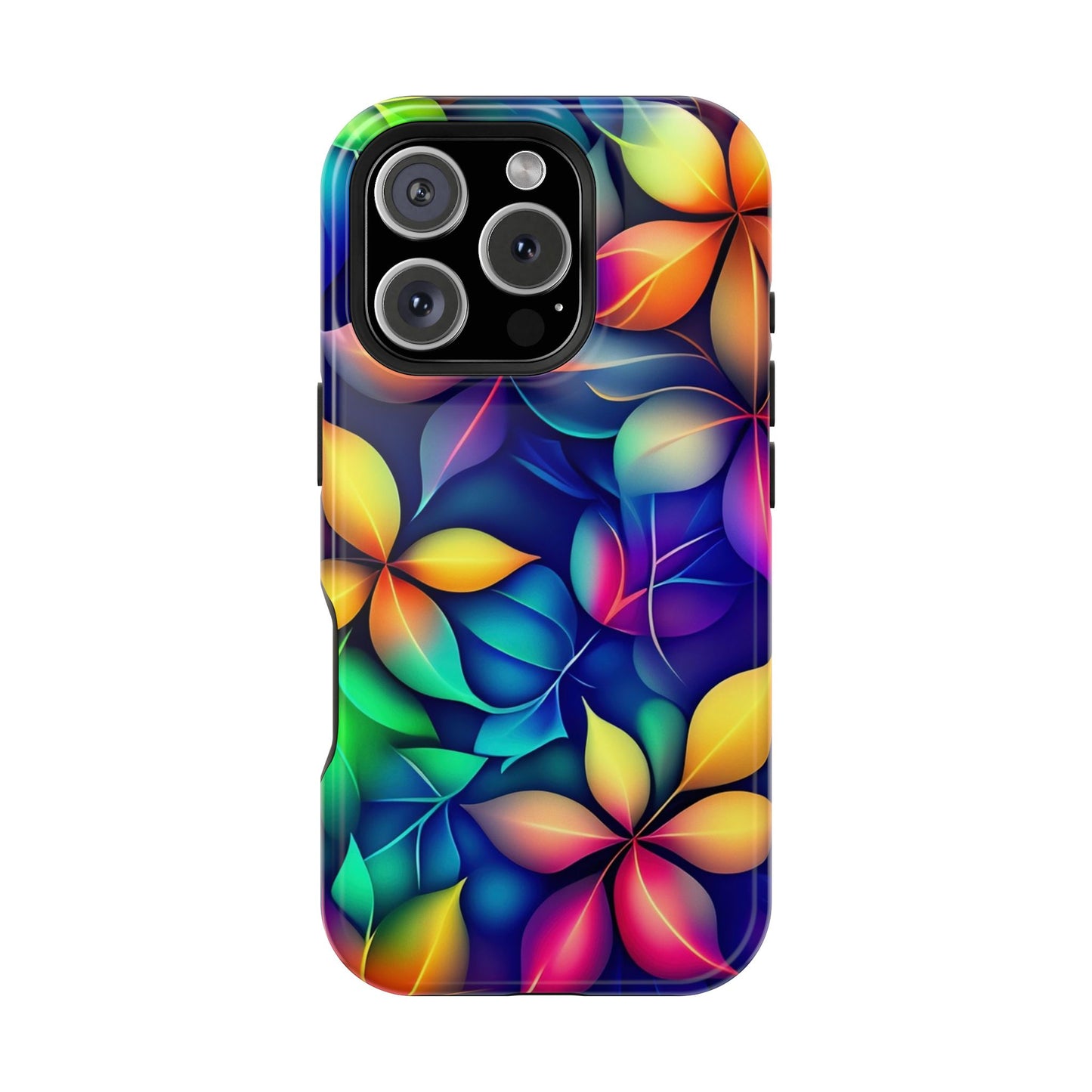 Floral Prism Magnetic Impact-Resistant Phone Case — Colorful Gradient Petal Design