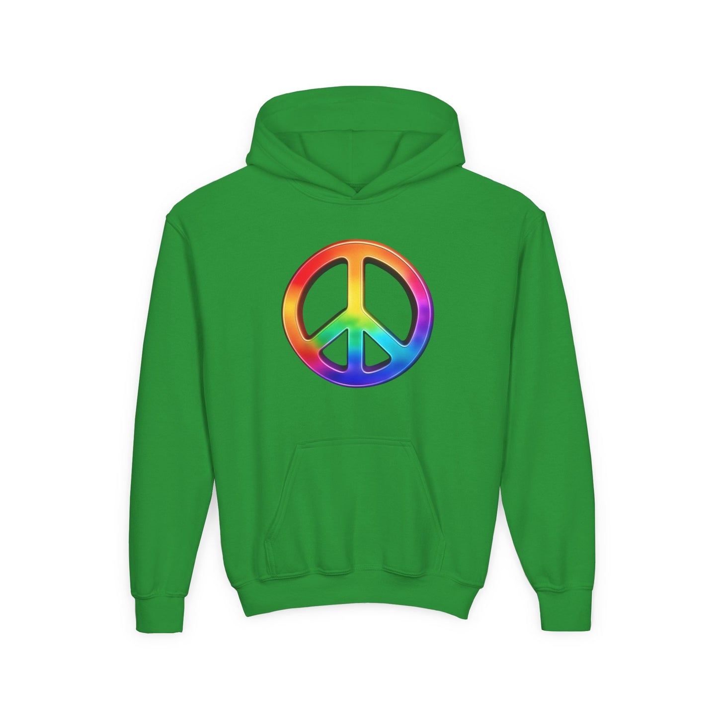Youth Hoodie — Rainbow Peace Sign Pullover