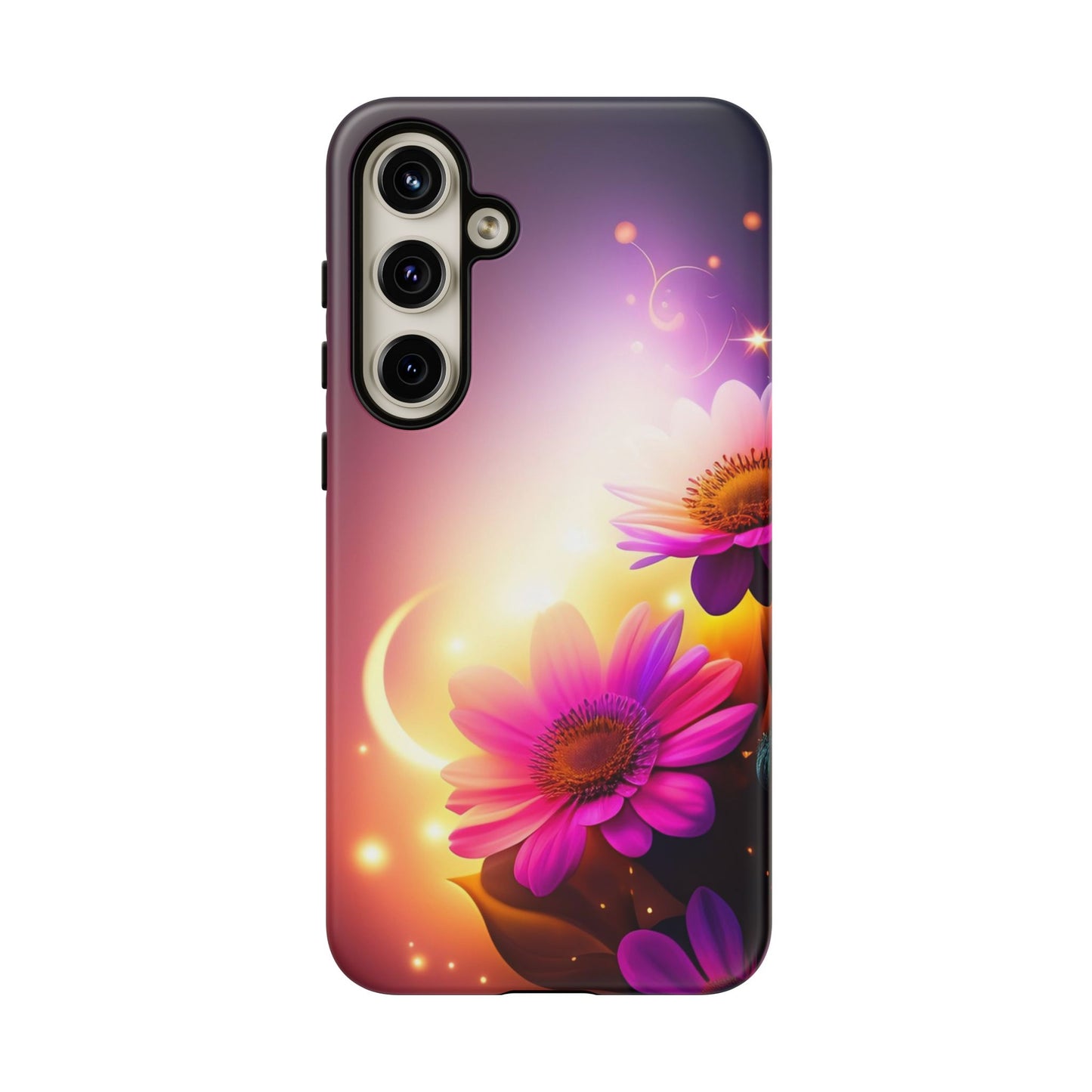 Floral Moonlight Phone Case – Purple Daisy Protective Cover