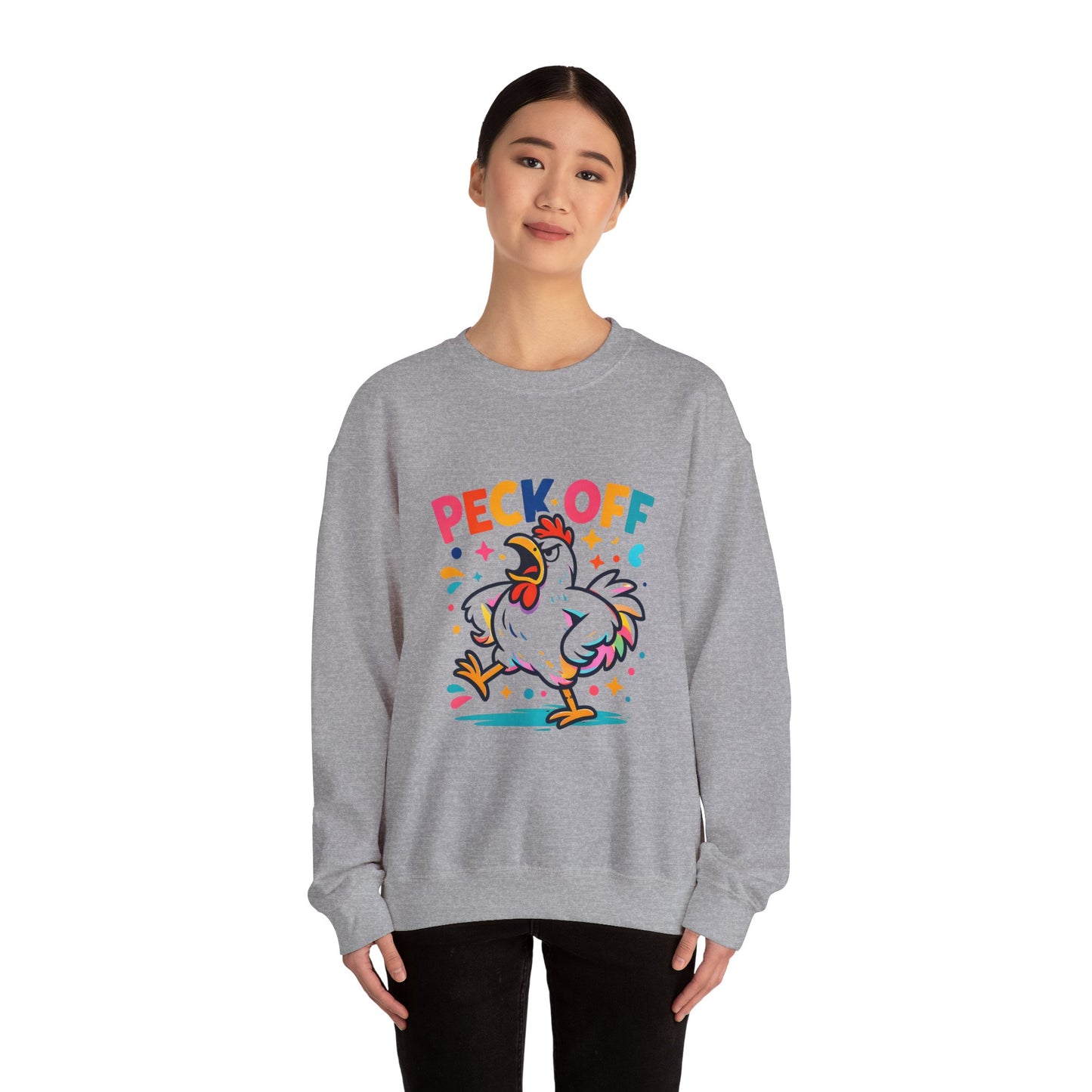 Peck Off Crewneck Sweatshirt – Funny Chicken Graphic Pullover