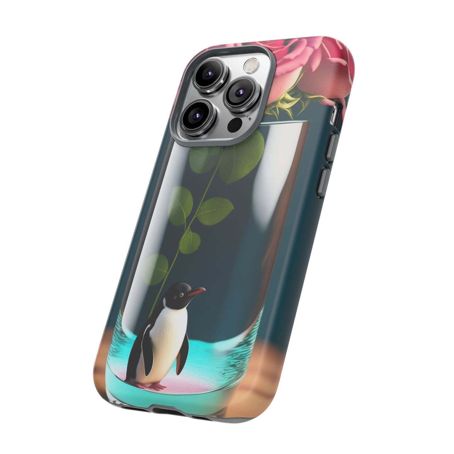 Penguin in a Glass Floral Tough Phone Case — Cute Protective Phone Cover