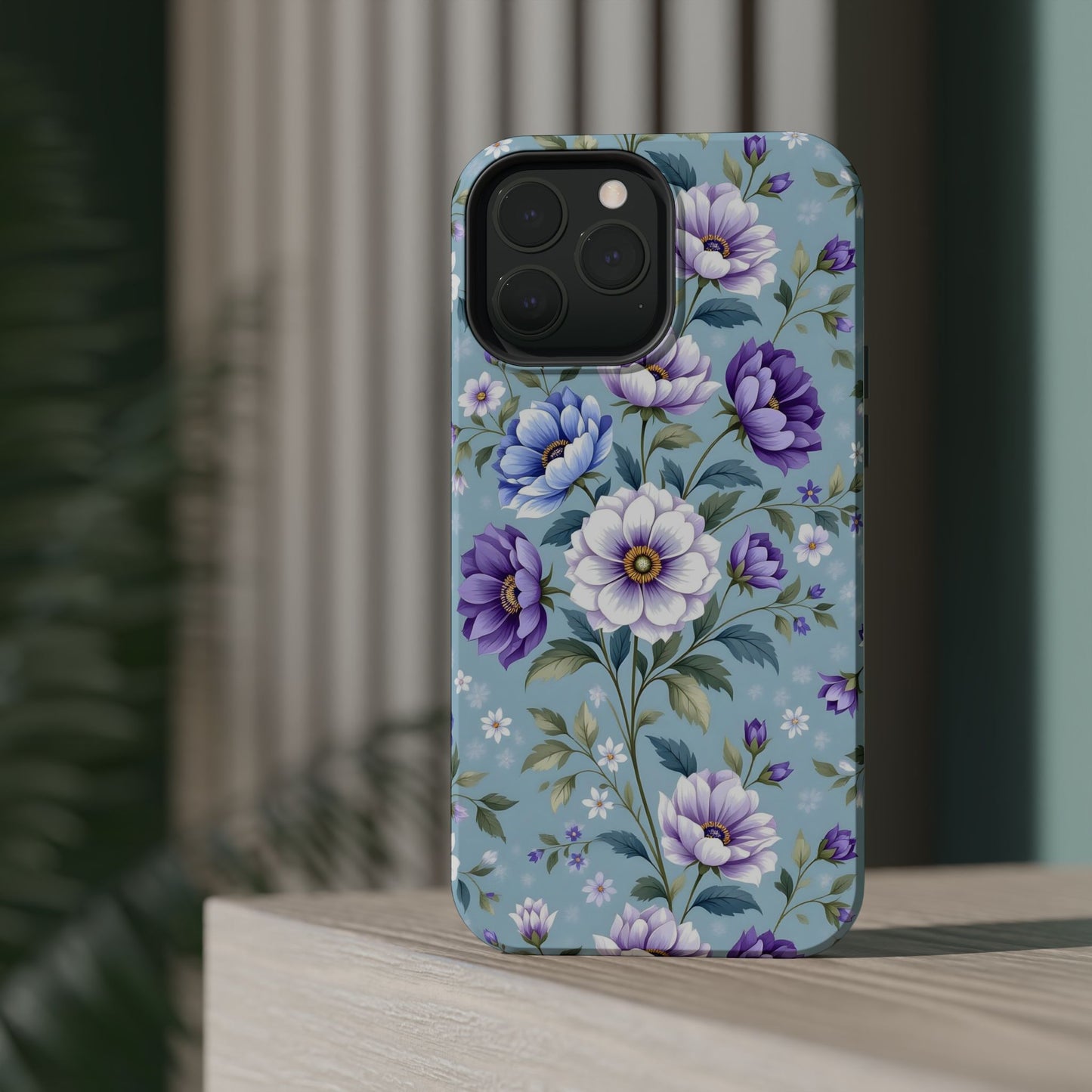 Floral Purple Peony Phone Case — Magnetic Impact‑Resistant Protective Cover