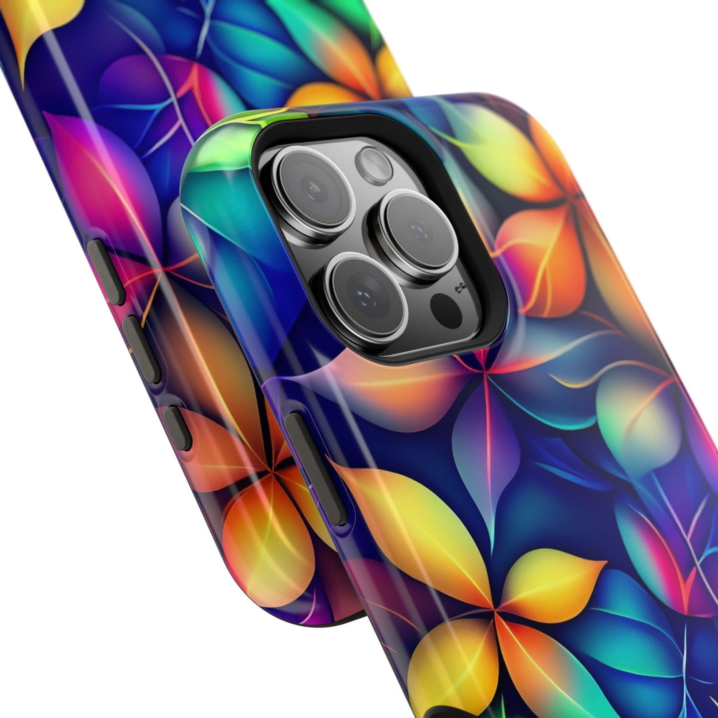 Floral Prism Magnetic Impact-Resistant Phone Case — Colorful Gradient Petal Design