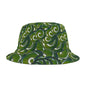 Green Swirl Pattern Bucket Hat – All-Over Print Casual Sun Hat