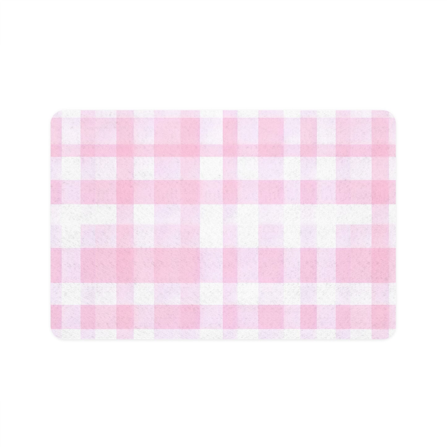 Pink Gingham Pet Food Mat — 12x18 Absorbent Placemat for Cats & Dogs