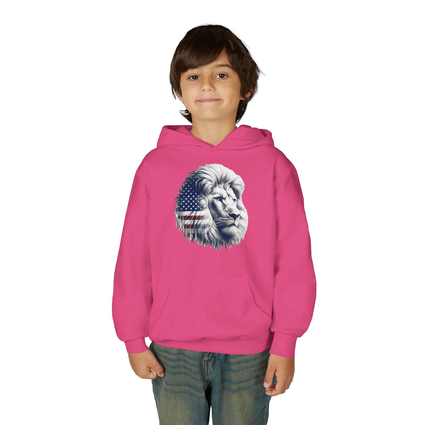 American Flag Lion Hoodie | Patriotic Lion Graphic Youth Sweatshirt