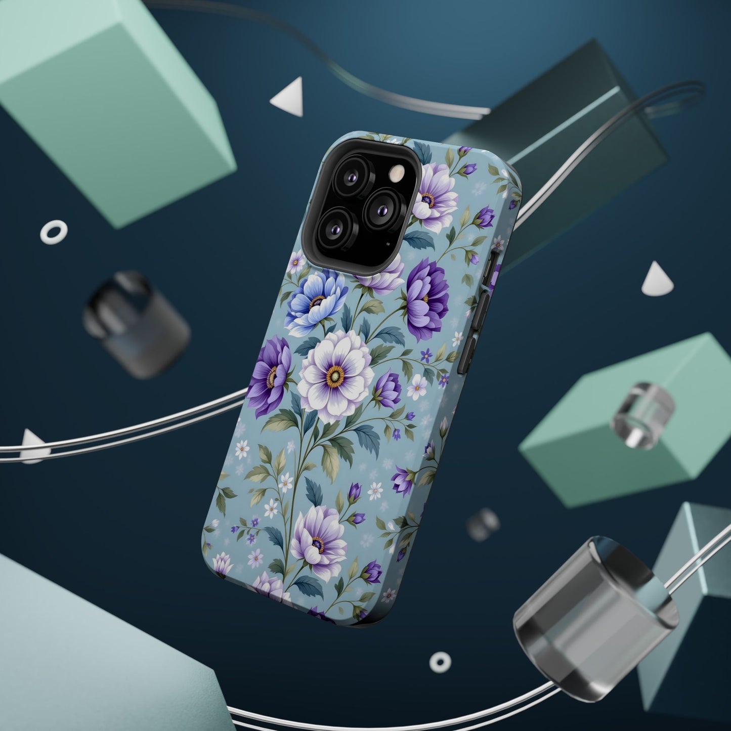 Floral Purple Peony Phone Case — Magnetic Impact‑Resistant Protective Cover