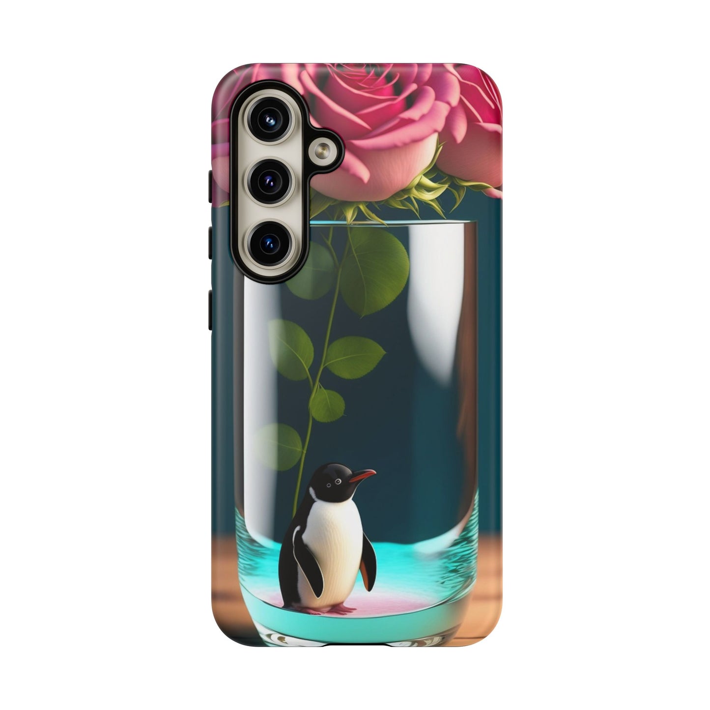 Penguin in a Glass Floral Tough Phone Case — Cute Protective Phone Cover