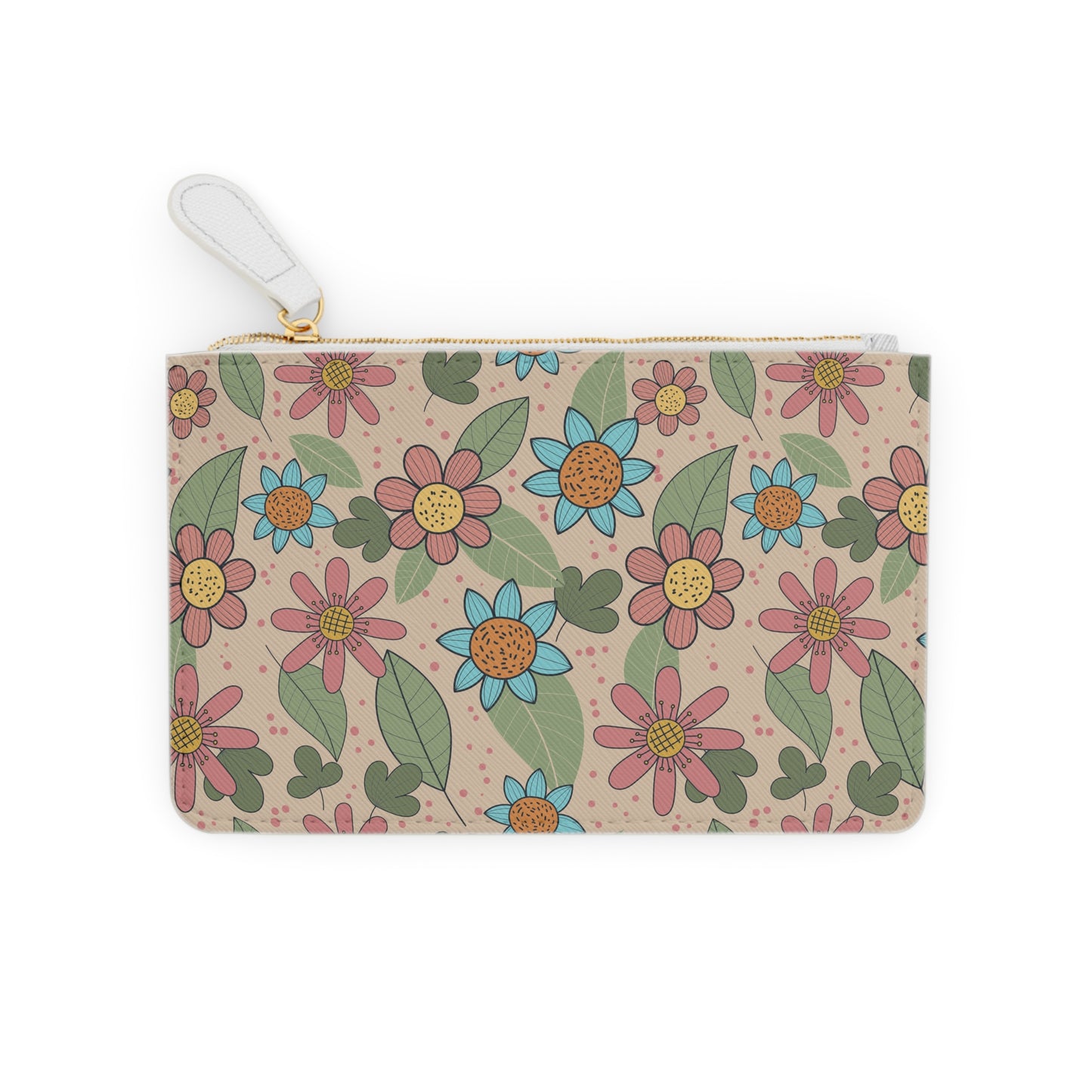 Floral Mini Clutch Bag — Pastel Retro Daisy Wrist Pouch