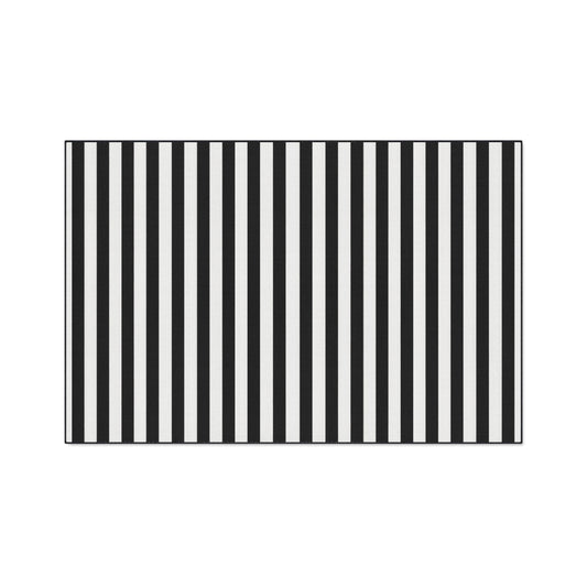 Black & White Striped Heavy Duty Floor Mat — Durable Entrance Rug for Home, Office & Garage