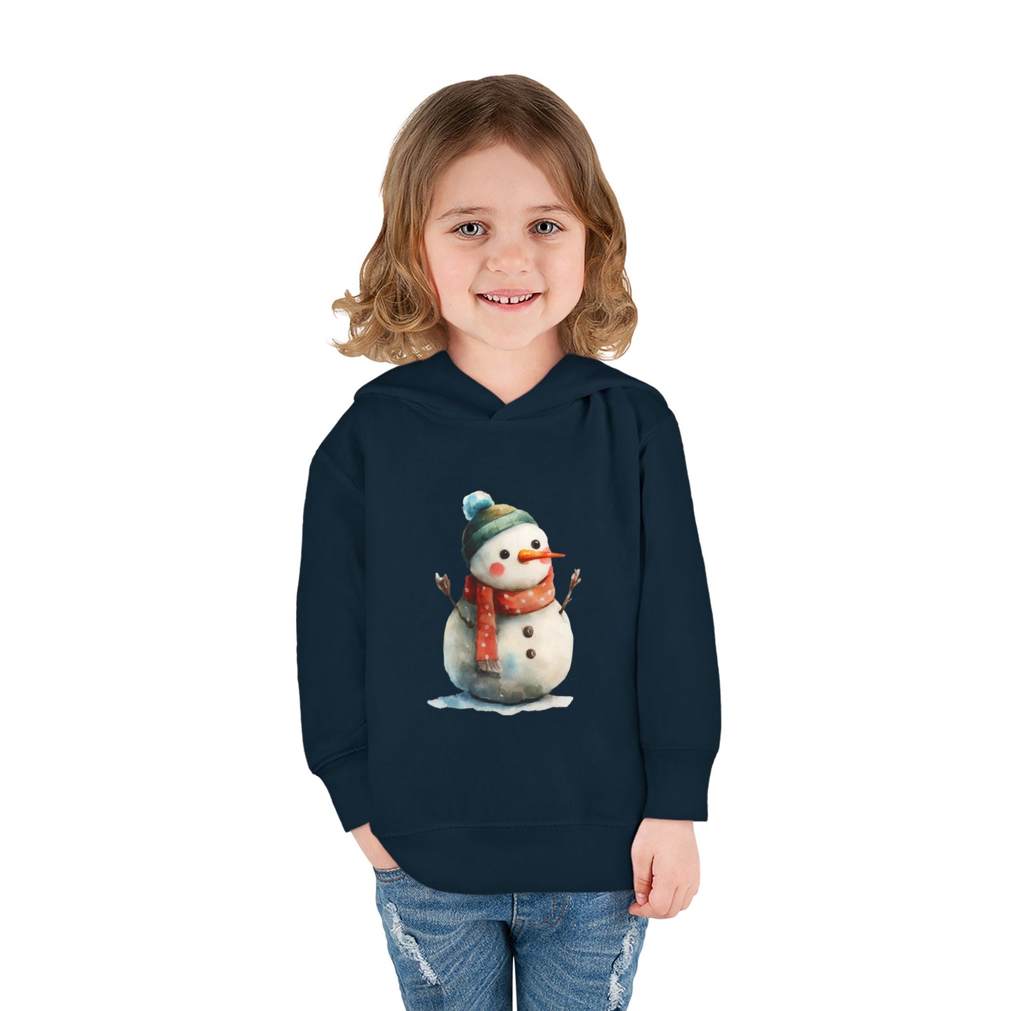 Cozy Snowman Toddler Pullover Fleece Hoodie - Winter Apparel, Cute Gift for Kids, Holiday Wear, Soft Hoodie for Toddlers, Christmas Outfit