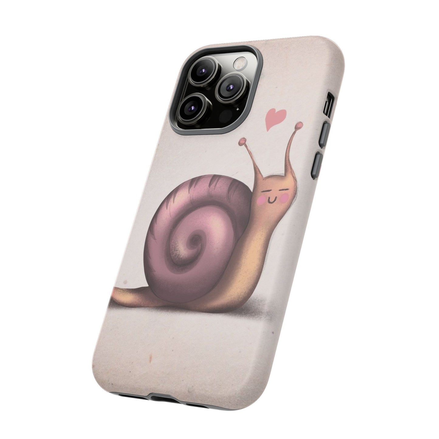 Cute Snail Phone Case — Pink Heart Cartoon Protective iPhone Cover