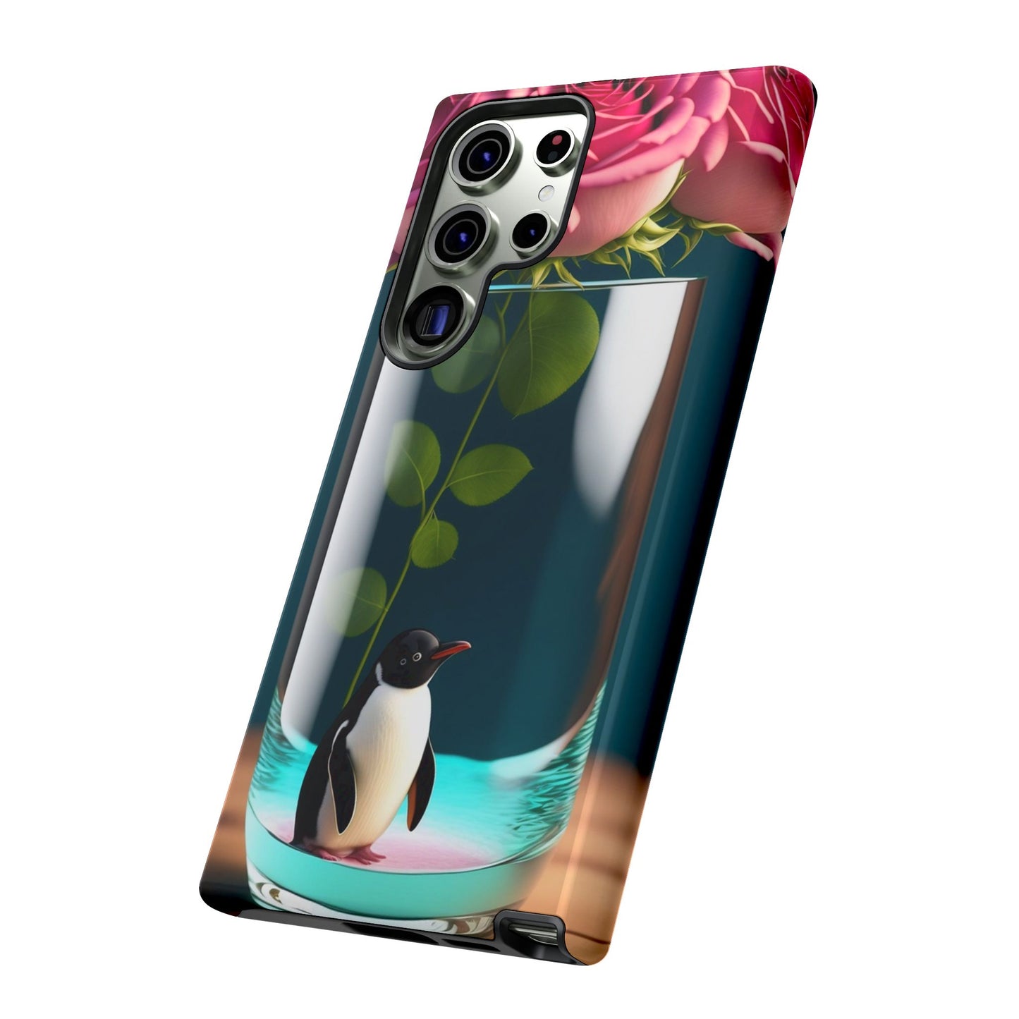 Penguin in a Glass Floral Tough Phone Case — Cute Protective Phone Cover