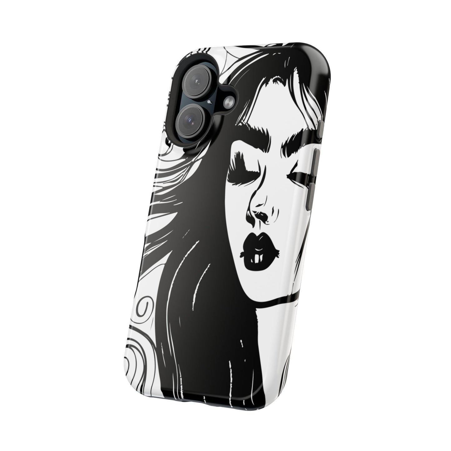 Artistic Black & White Portrait Phone Case — Magnetic Impact-Resistant