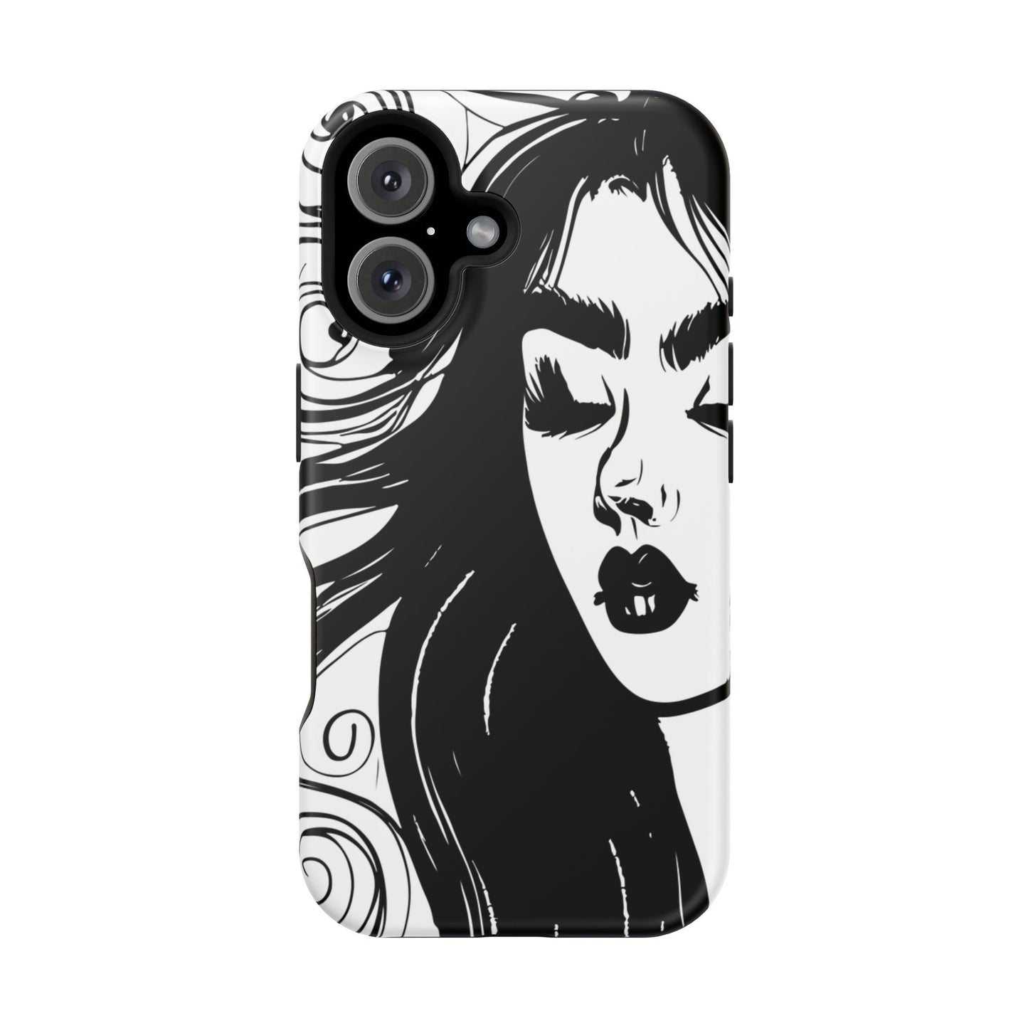 Artistic Black & White Portrait Phone Case — Magnetic Impact-Resistant