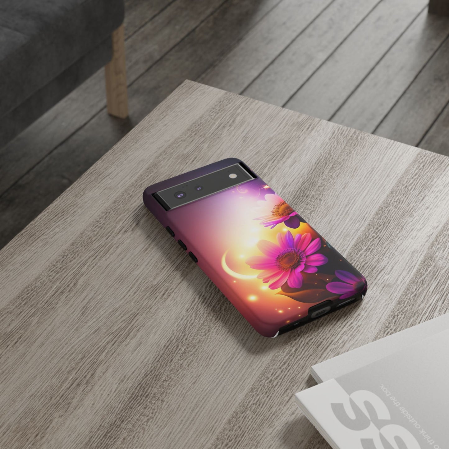 Floral Moonlight Phone Case – Purple Daisy Protective Cover