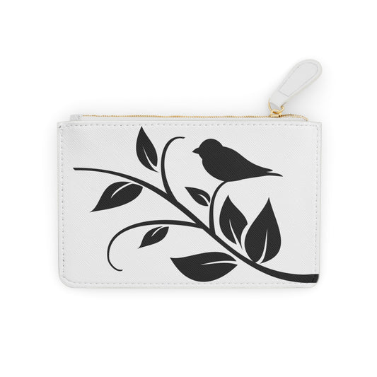 Mini Clutch Bag — Black Bird on Branch Slim Wristlet