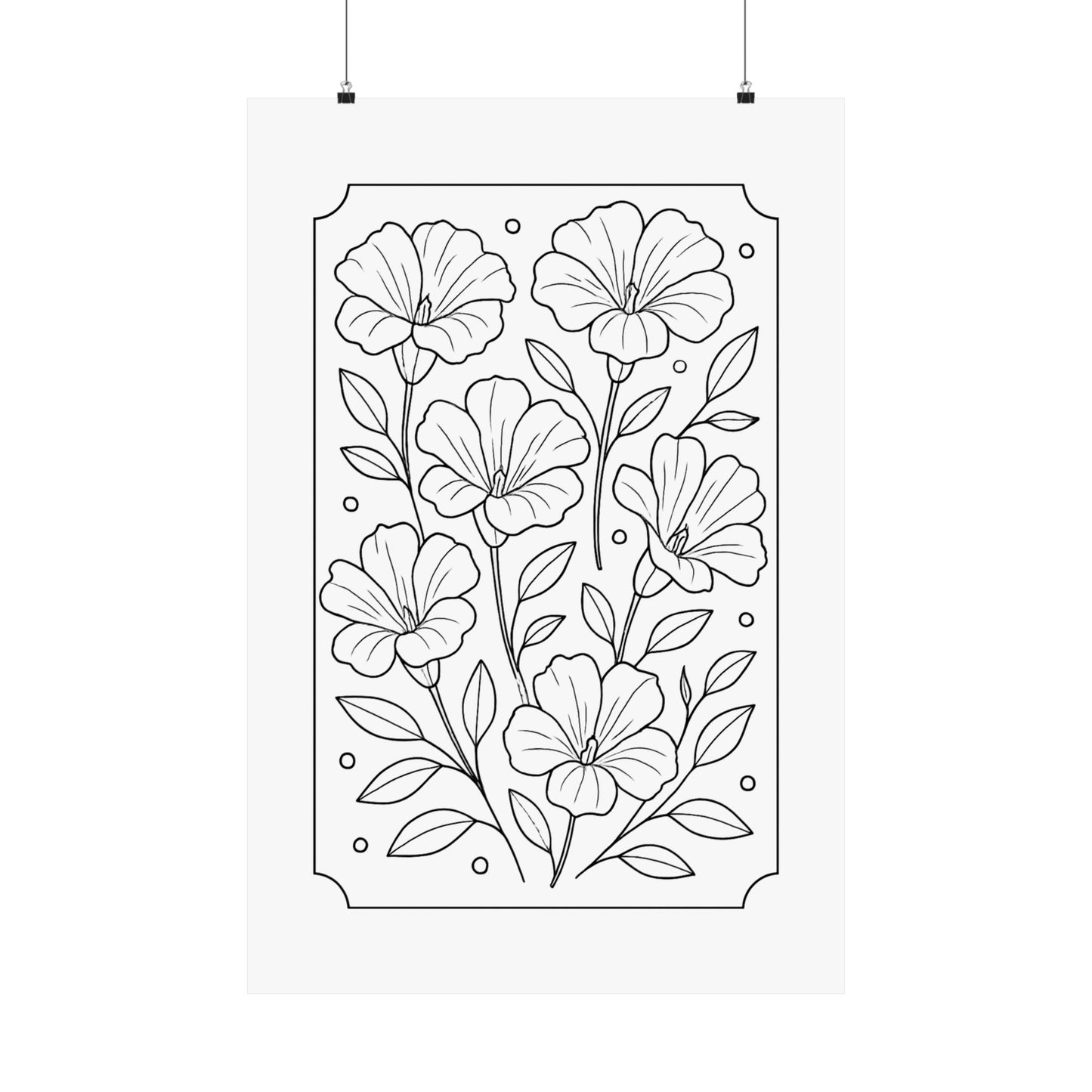 Botanical Line Art Poster — Matte Vertical Floral Wall Art - DIY