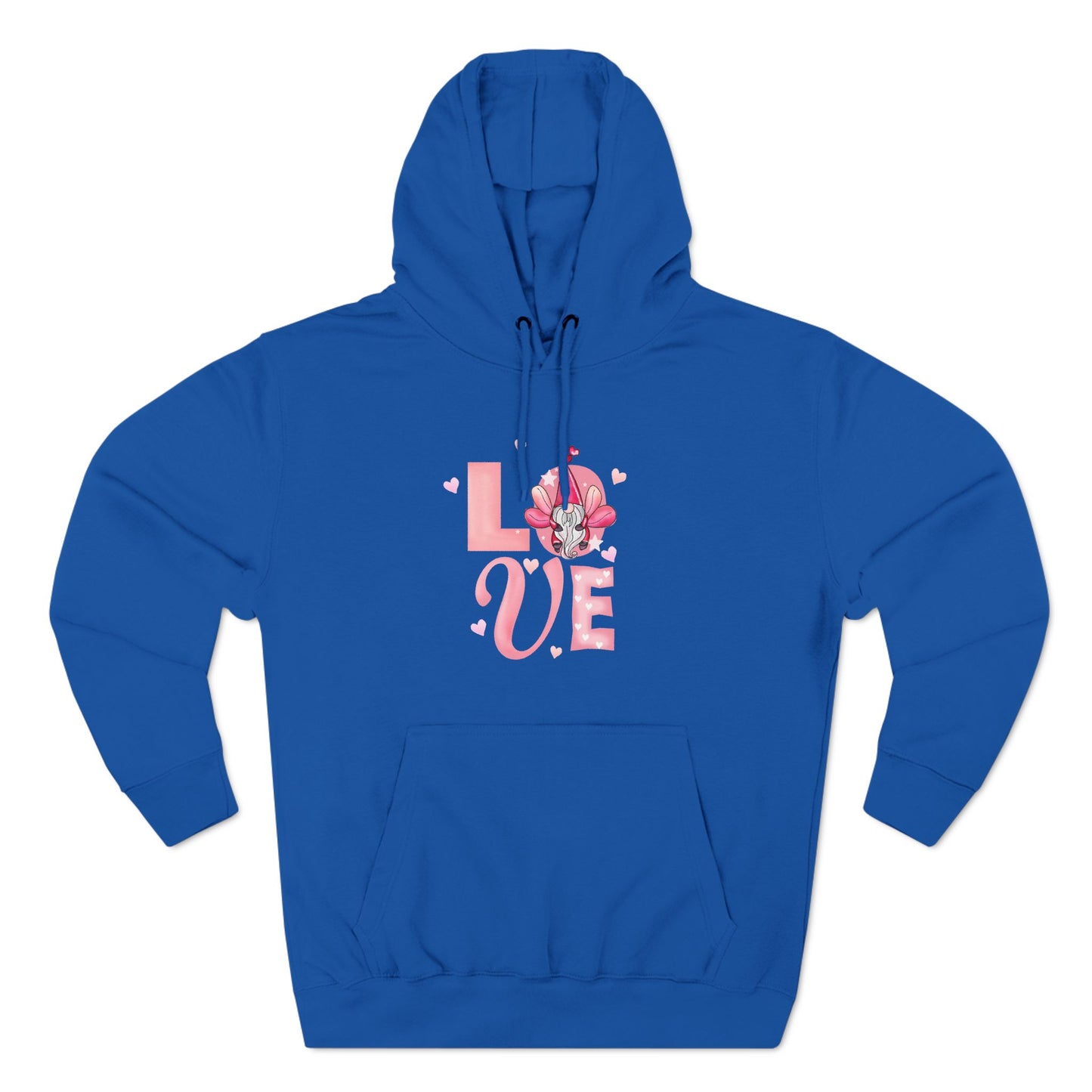 Love Blossom Hoodie — Pink Floral "LOVE" Graphic Fleece Hoodie