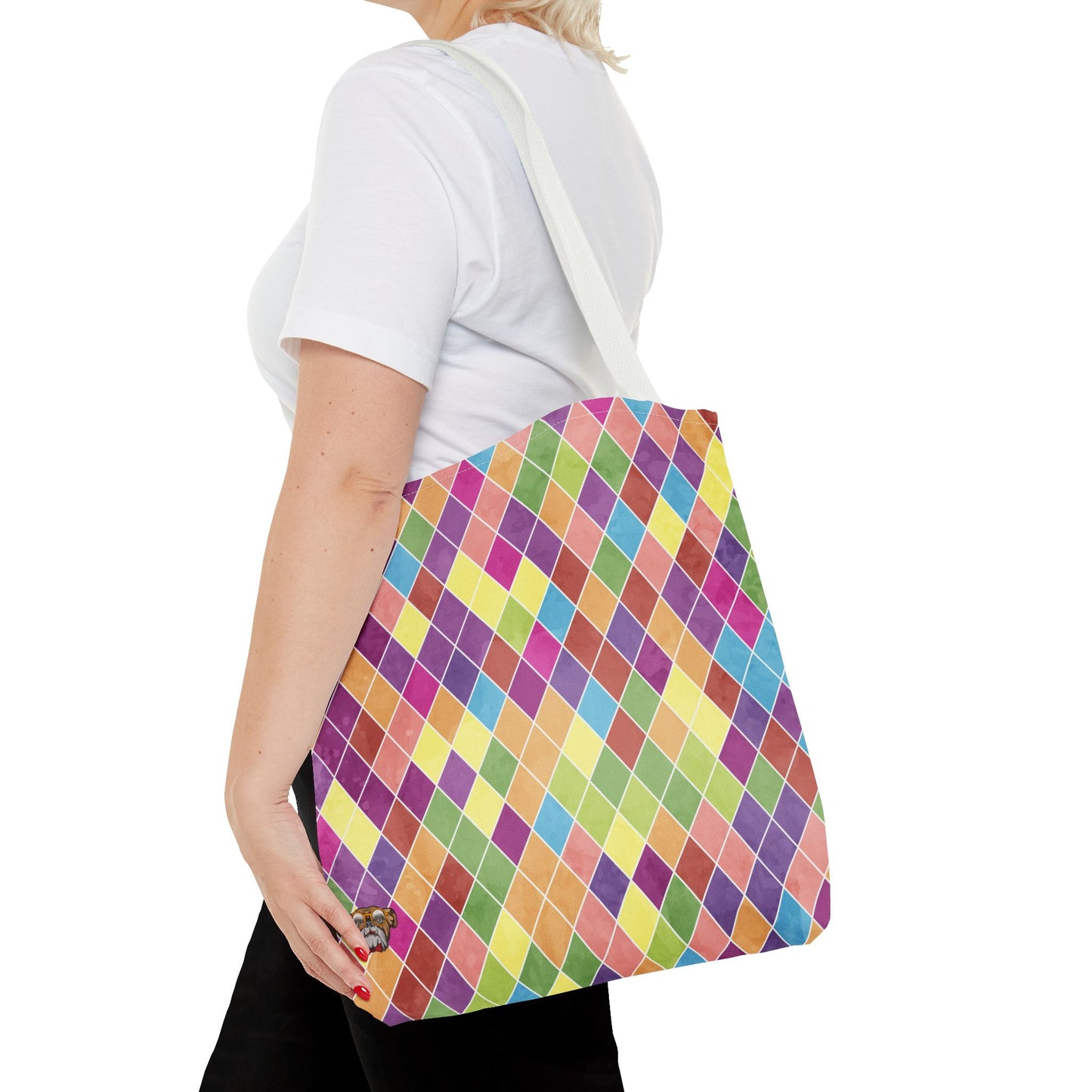 Colorful Geometric Tote Bag, Funky Shoulder Bag, Eco-Friendly Shopping Tote, Stylish Beach Bag, Art-Inspired Everyday Bag