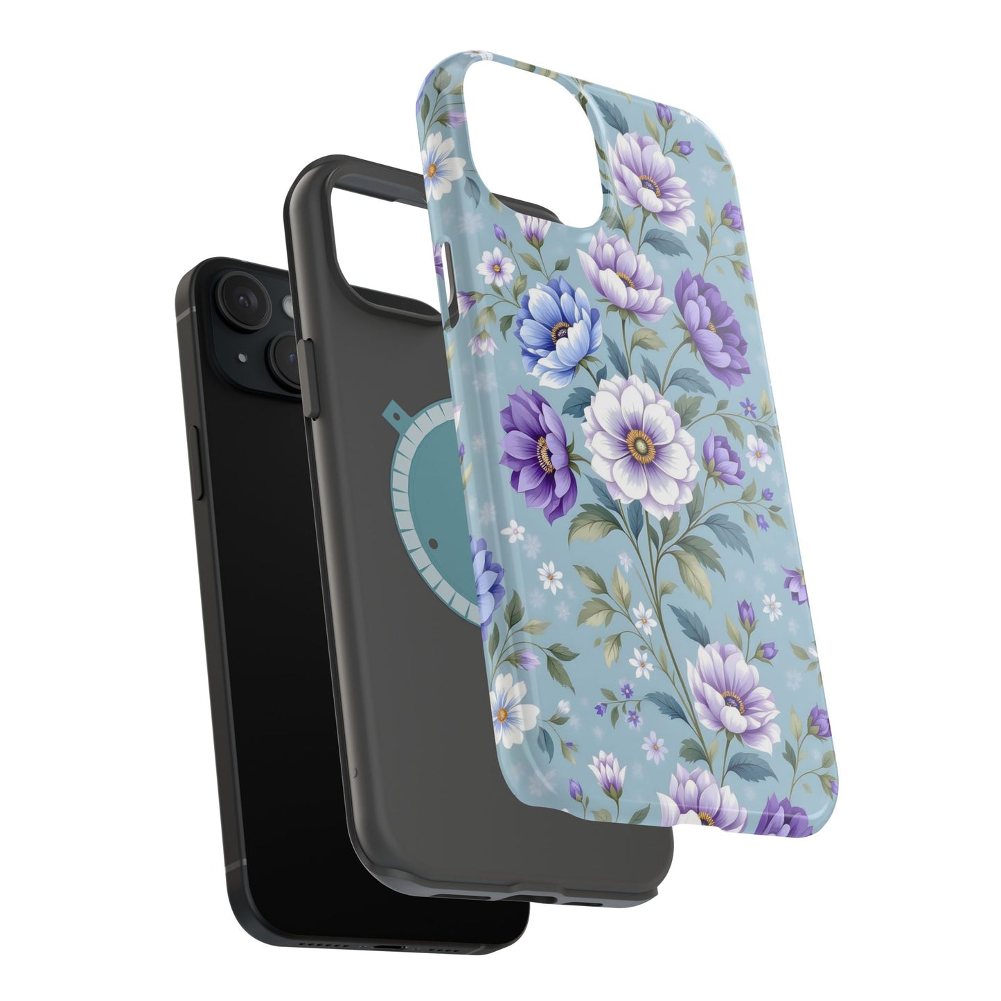 Floral Purple Peony Phone Case — Magnetic Impact‑Resistant Protective Cover