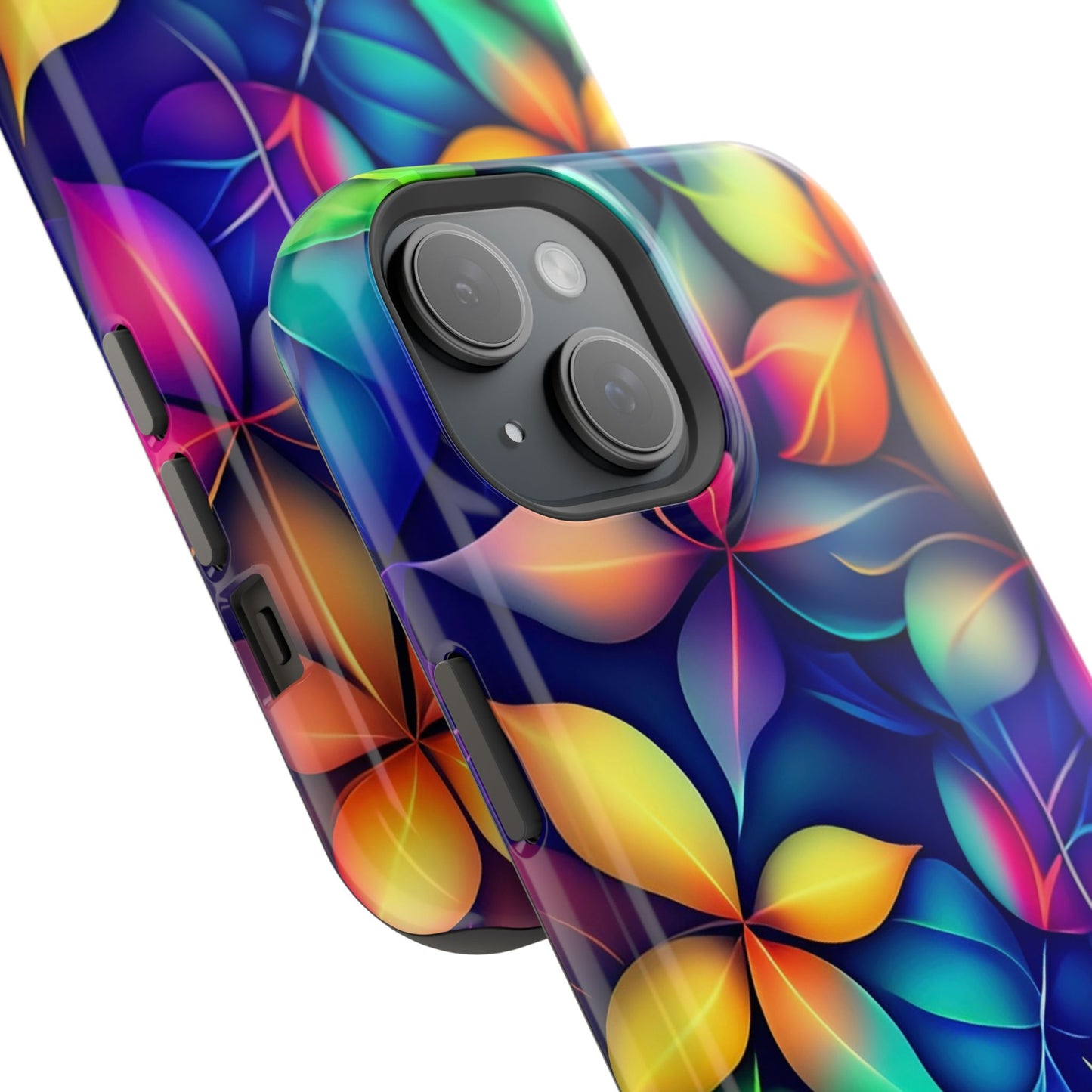 Floral Prism Magnetic Impact-Resistant Phone Case — Colorful Gradient Petal Design