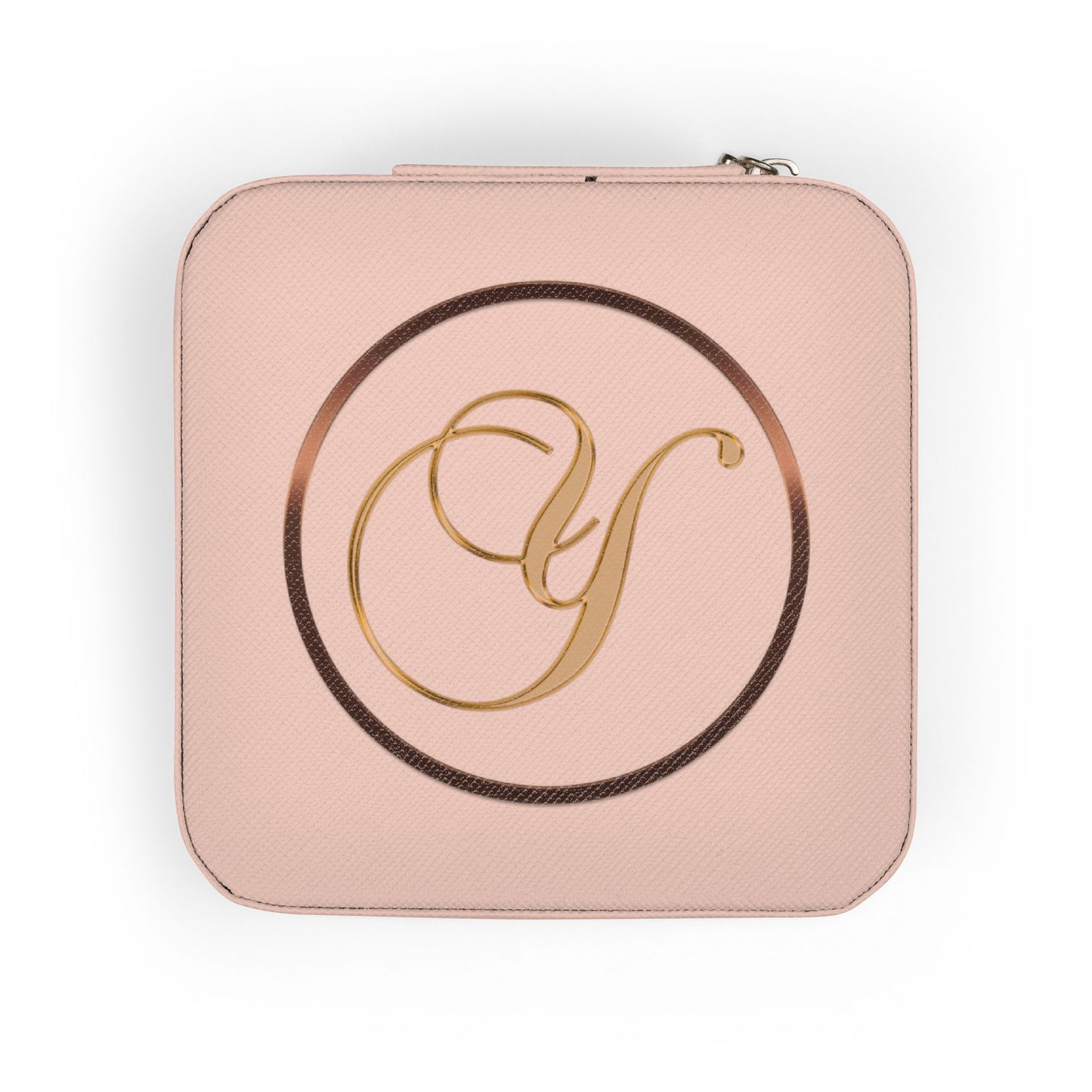 Personalized Rose Gold Jewelry Travel Case Letter Y