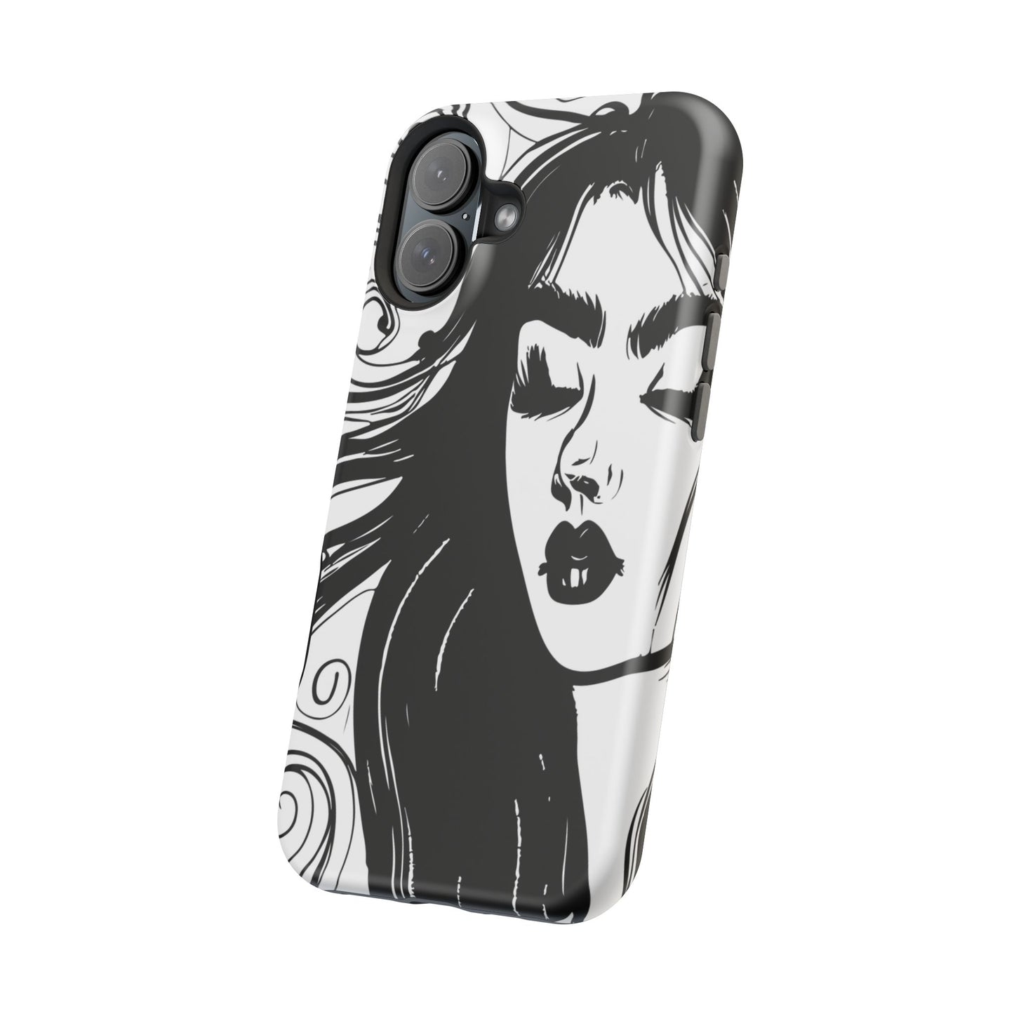 Artistic Black & White Portrait Phone Case — Magnetic Impact-Resistant