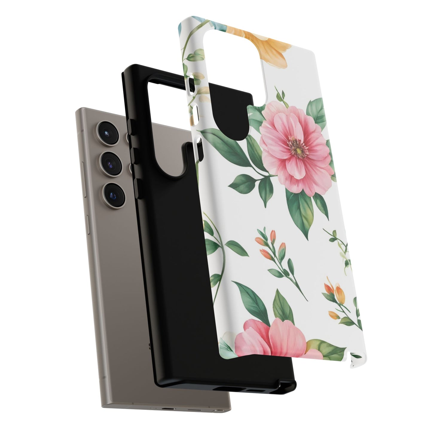 Floral Tough Phone Case — Pink Peony Protective Phone Cover