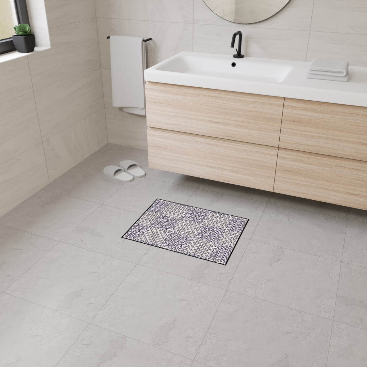 Geometric Patchwork Heavy-Duty Floor Mat — Non-Slip Entry Rug