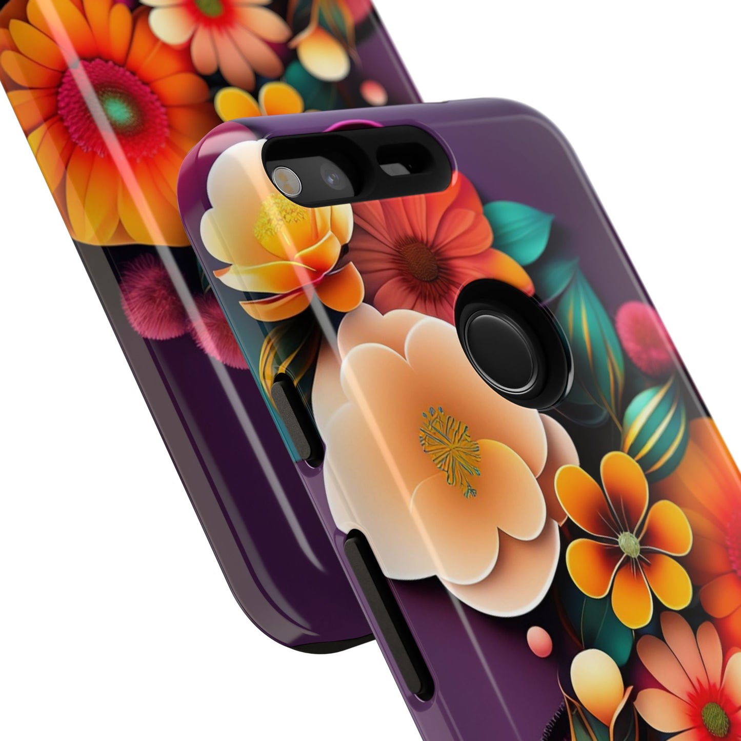 Floral Burst Tough Phone Case — Colorful Retro Flowers Protective Cover