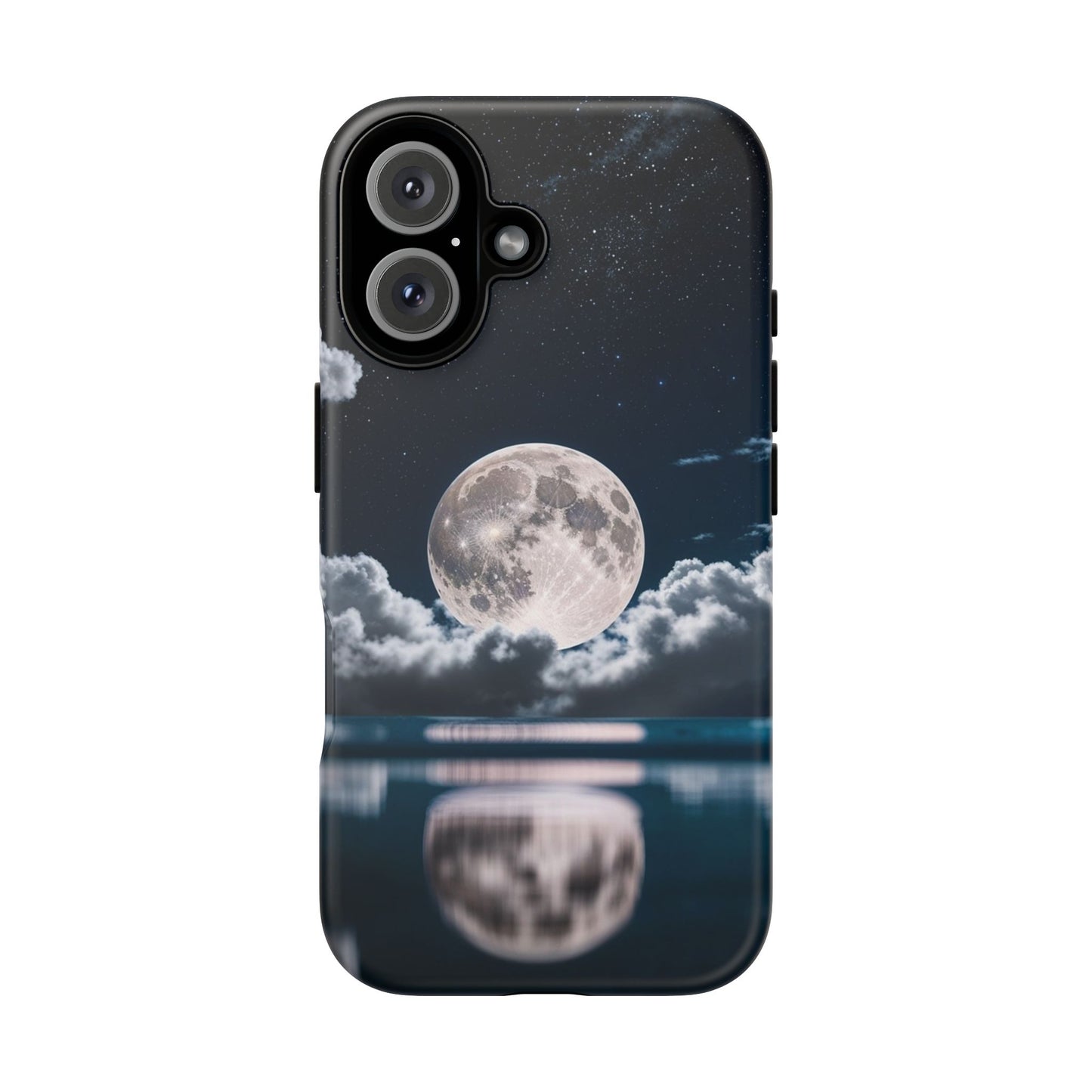 Moonlit Reflection Phone Case — Night Sky Moon & Clouds Tough Case