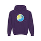 Sunrise Surf Circle Youth Hoodie | Surfing Wave Graphic