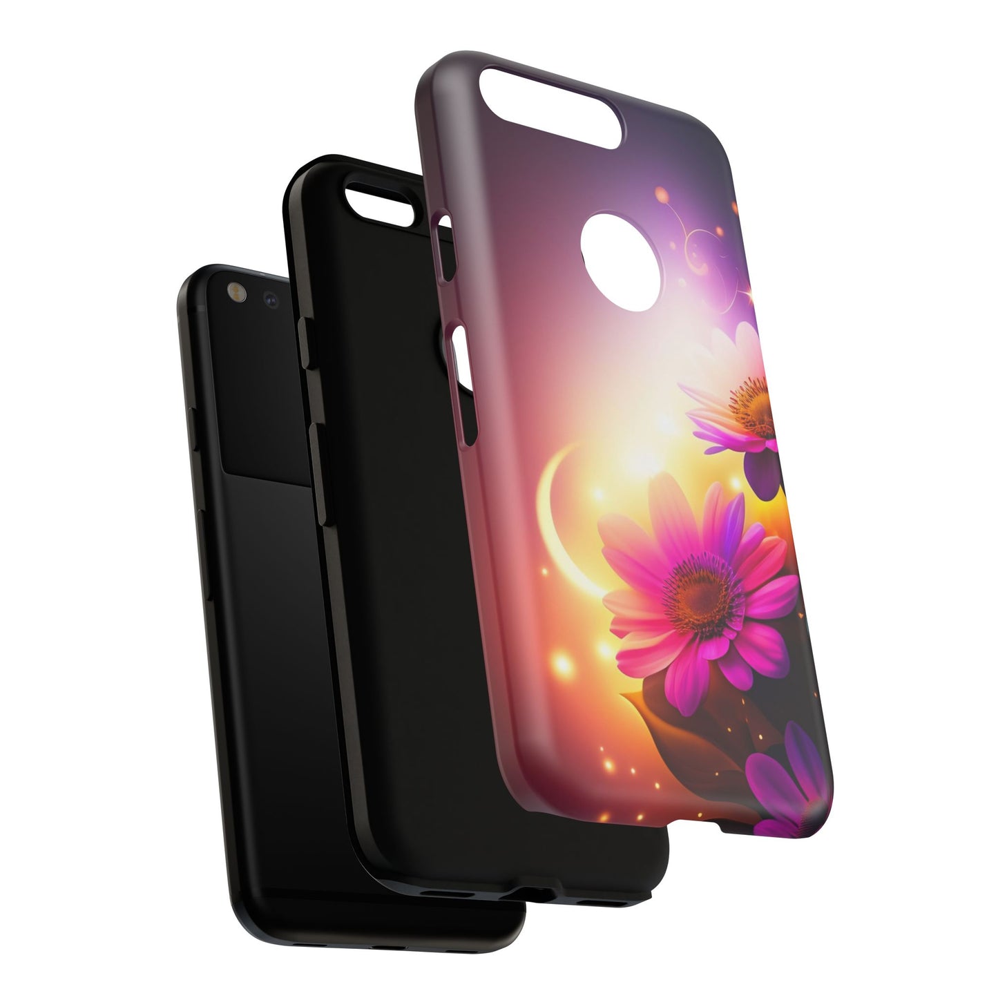 Floral Moonlight Phone Case – Purple Daisy Protective Cover