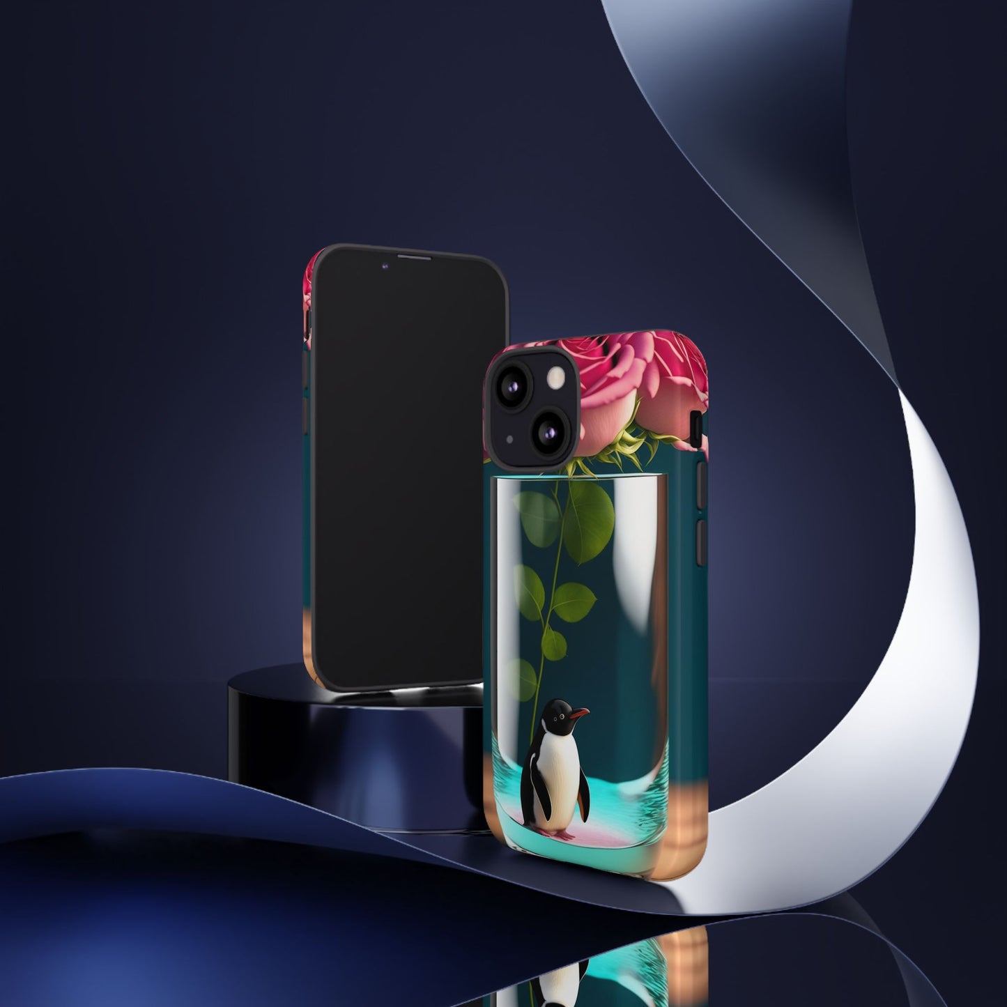 Penguin in a Glass Floral Tough Phone Case — Cute Protective Phone Cover