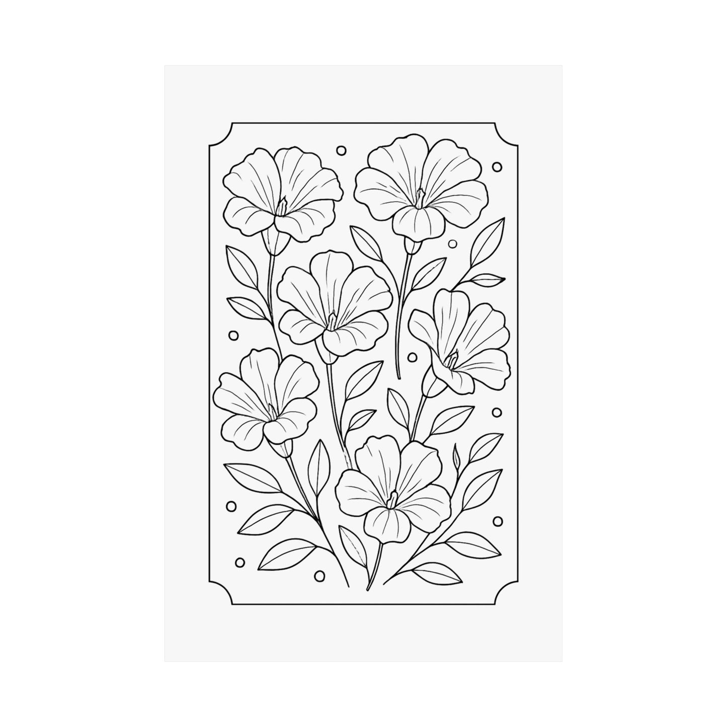 Botanical Line Art Poster — Matte Vertical Floral Wall Art - DIY