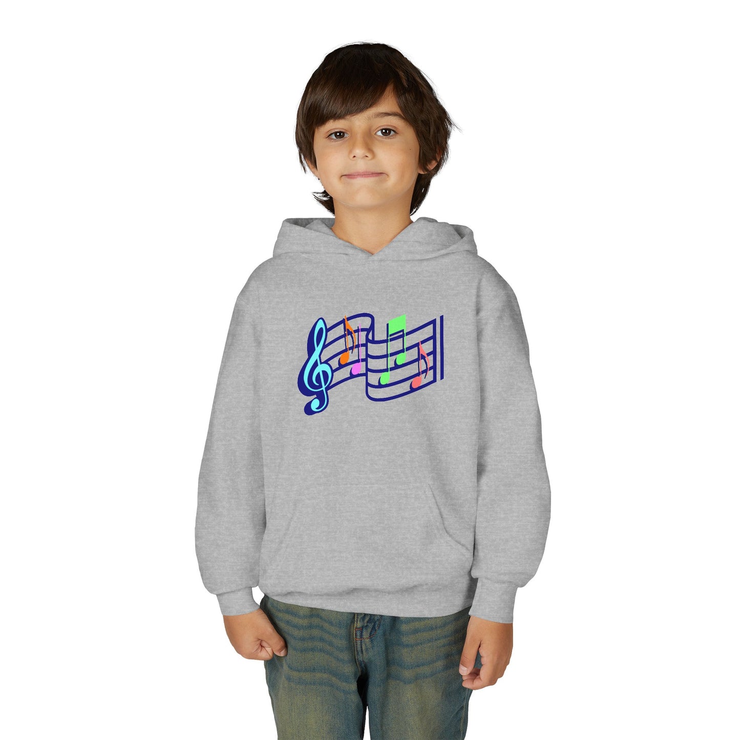 Kids Music Notes Hoodie — Colorful Treble Clef & Sheet Music Sweatshirt
