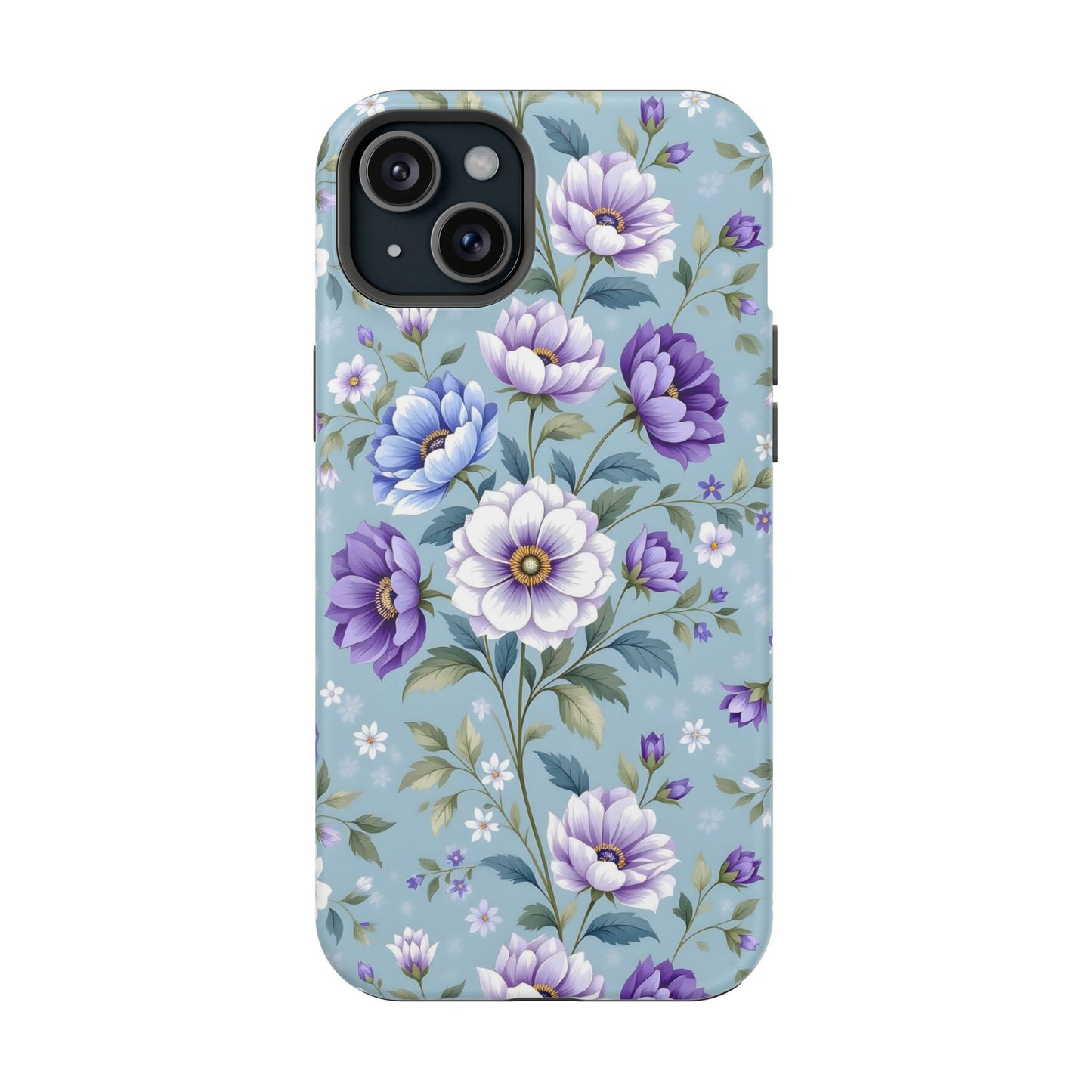 Floral Purple Peony Phone Case — Magnetic Impact‑Resistant Protective Cover