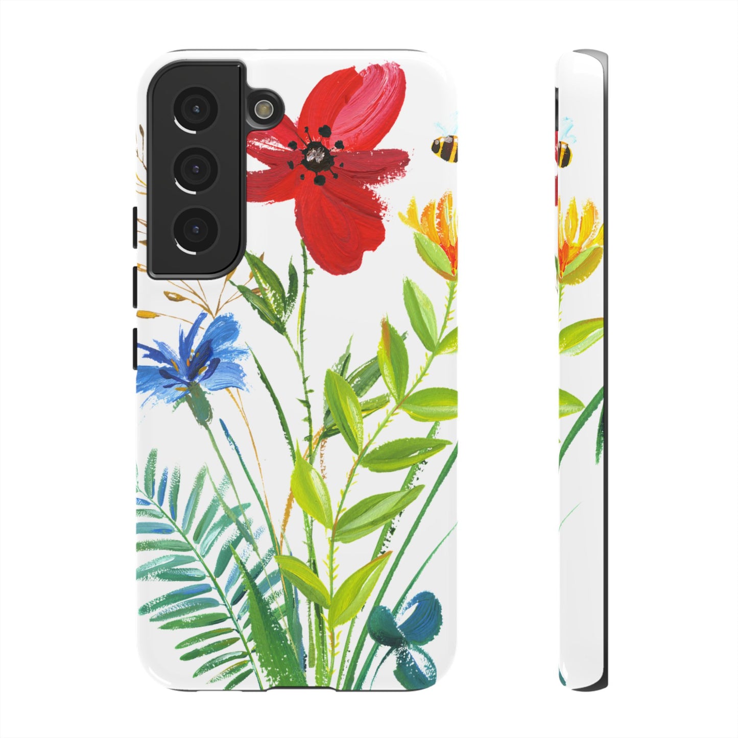 Floral Watercolor Tough Phone Case — Wildflower Bouquet Protective Cover