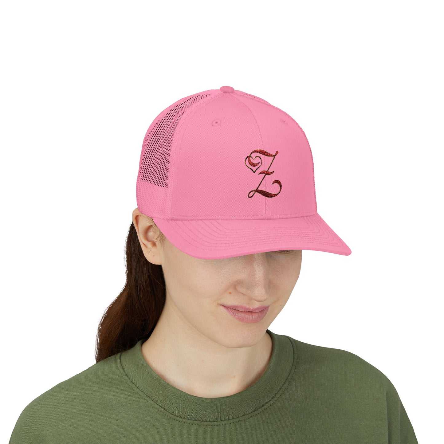 Embroidered 'Z' Snapback Trucker Cap — Vintage Monogram Initial Hat