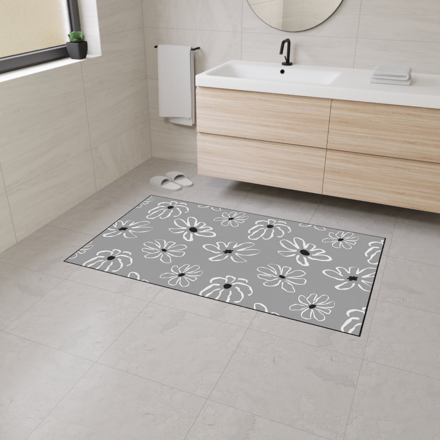 Daisy Pattern Heavy-Duty Floor Mat – Durable Non-Slip Entry & Kitchen Rug