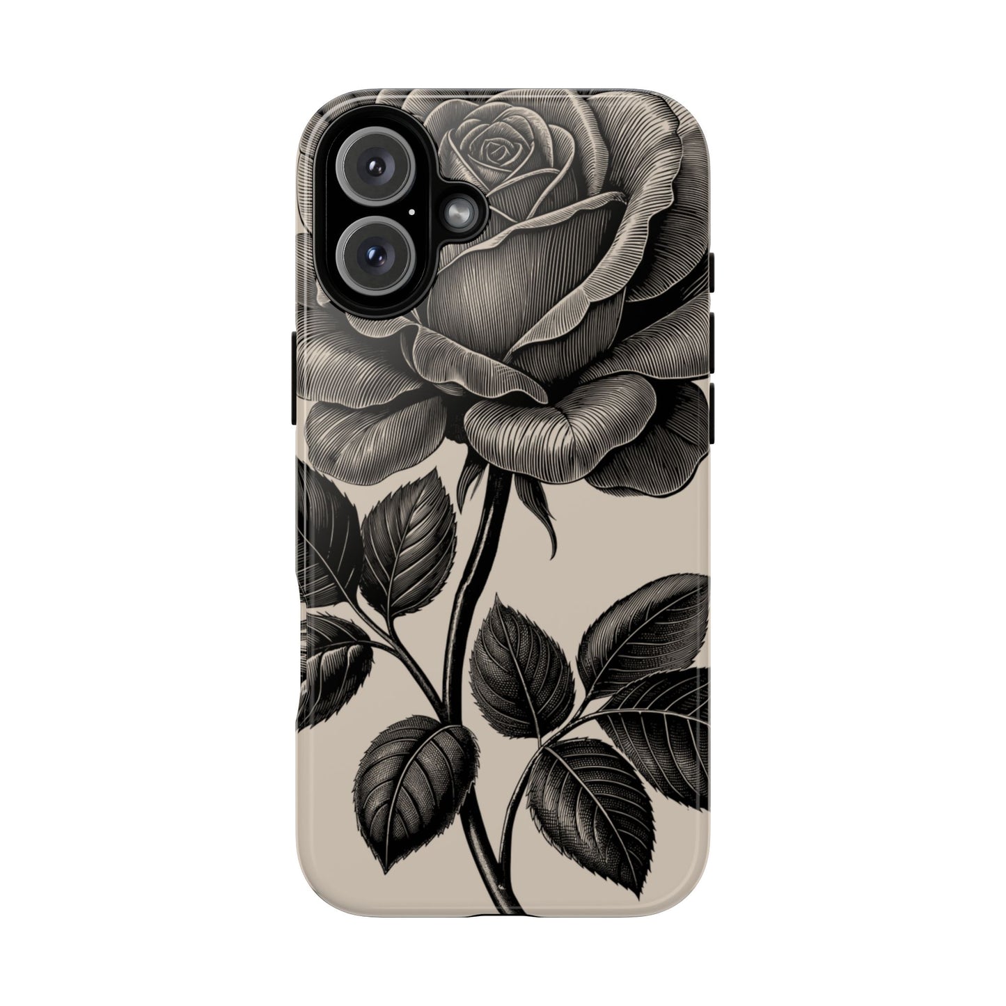 Black Rose Phone Case, Tough Cases with Floral Design, Elegant Tech Accessory, Gift for Flower Lovers, Stylish Protection