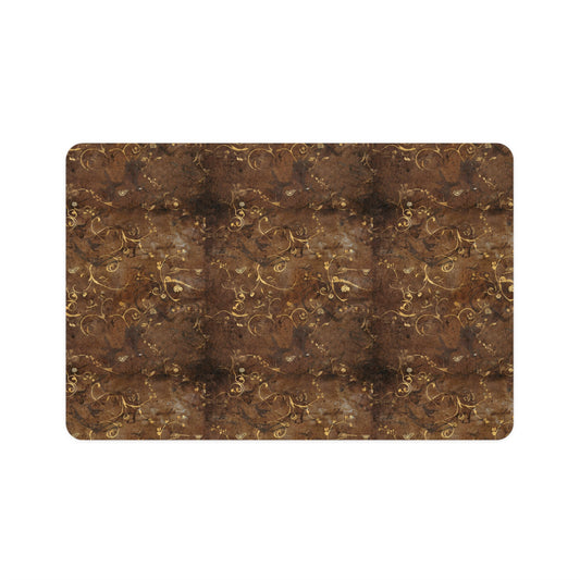 Brown Marble Pet Food Mat (12x18) — Non-Slip Waterproof Feeding Placemat for Cats & Dogs